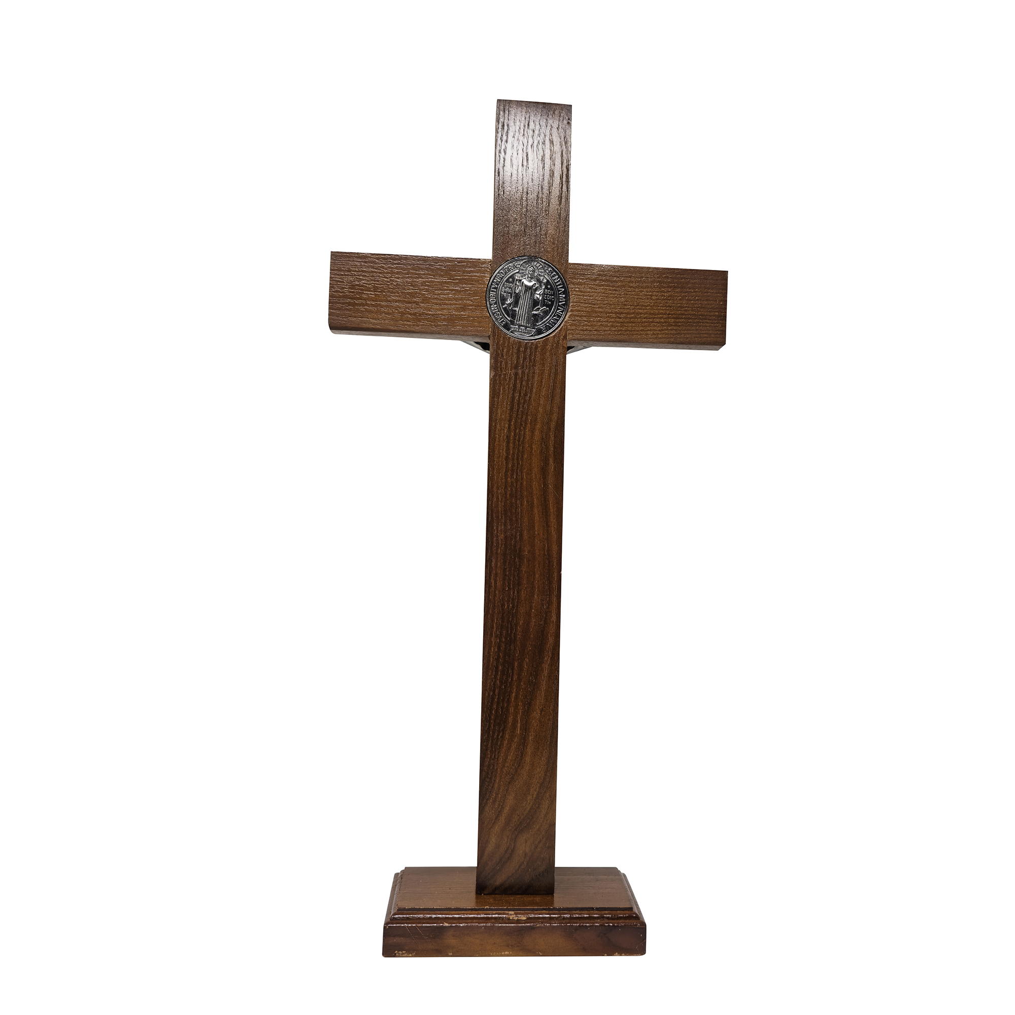 Mrcjsales - Saint Benedict Wooden Cross w/Base in Multiple Sizes. Beautifully Crafted Crucifix, Ideal for Various Occasions, Hang or Stand,