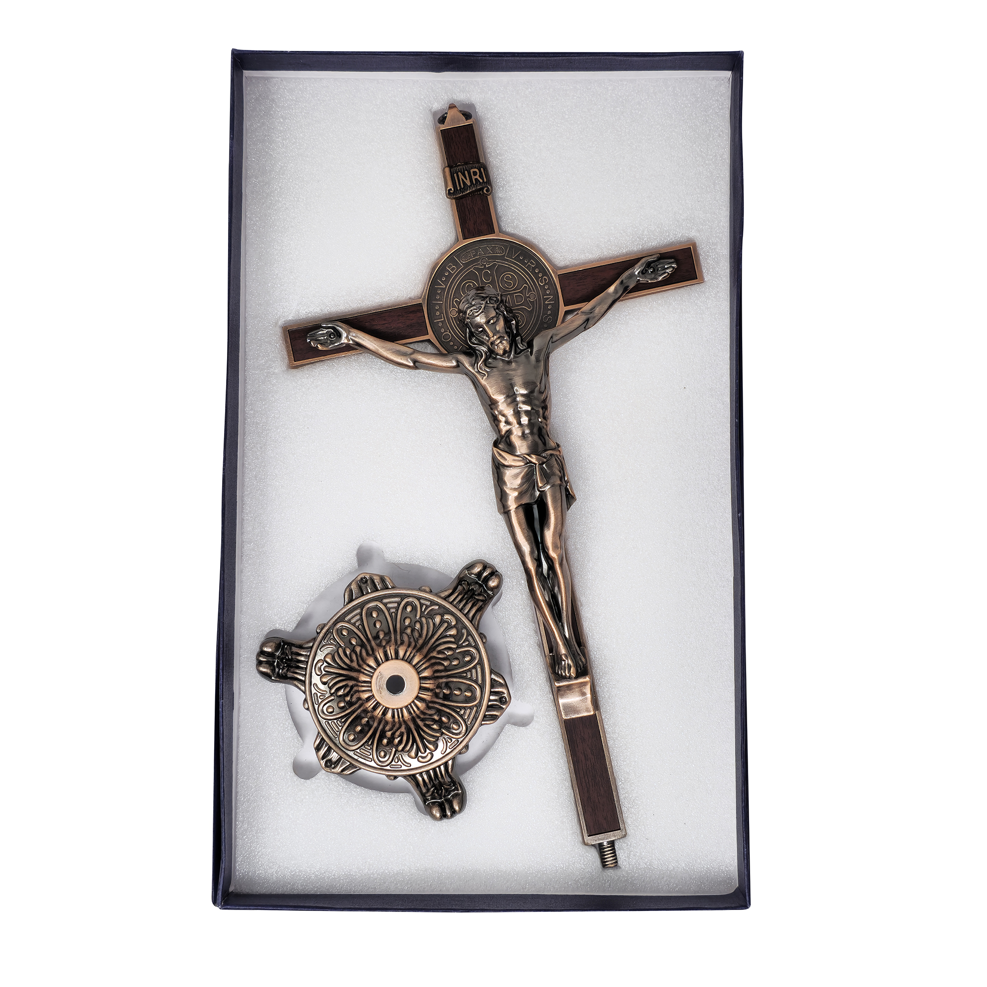 mrcjsales - Saint Benedict Crucifix – Cafe w/Base - Versatile Hanging or Standing Cross - Ideal Gift - Multiple Sizes - Protective Box