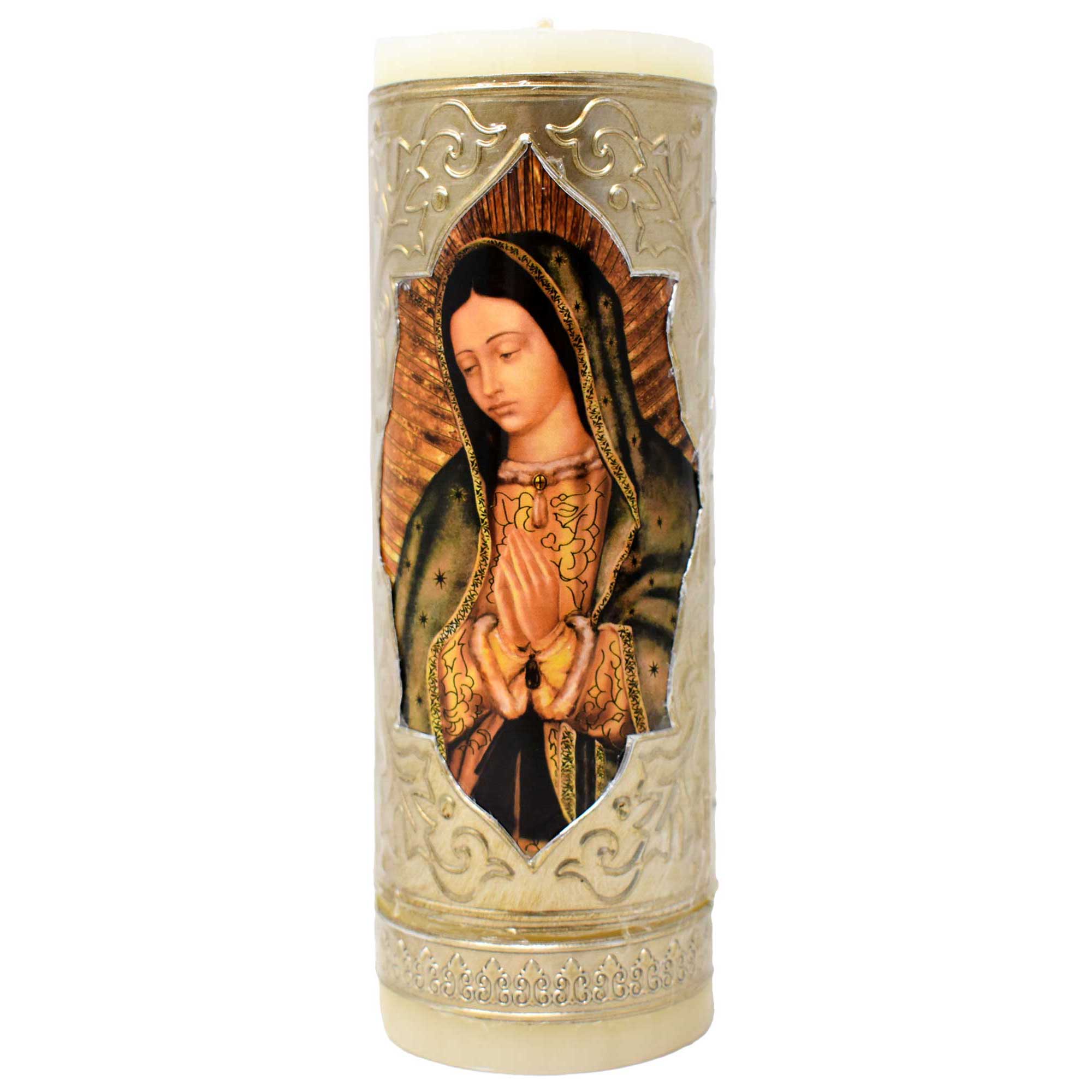 mrcjsales - Our Lady of Guadalupe Mc Easter Candle 6" - 1/4 Kilo. Divine Symbol of Faith & Hope.100% Wax, Meaningful Gift for Baptisms, Confirmations