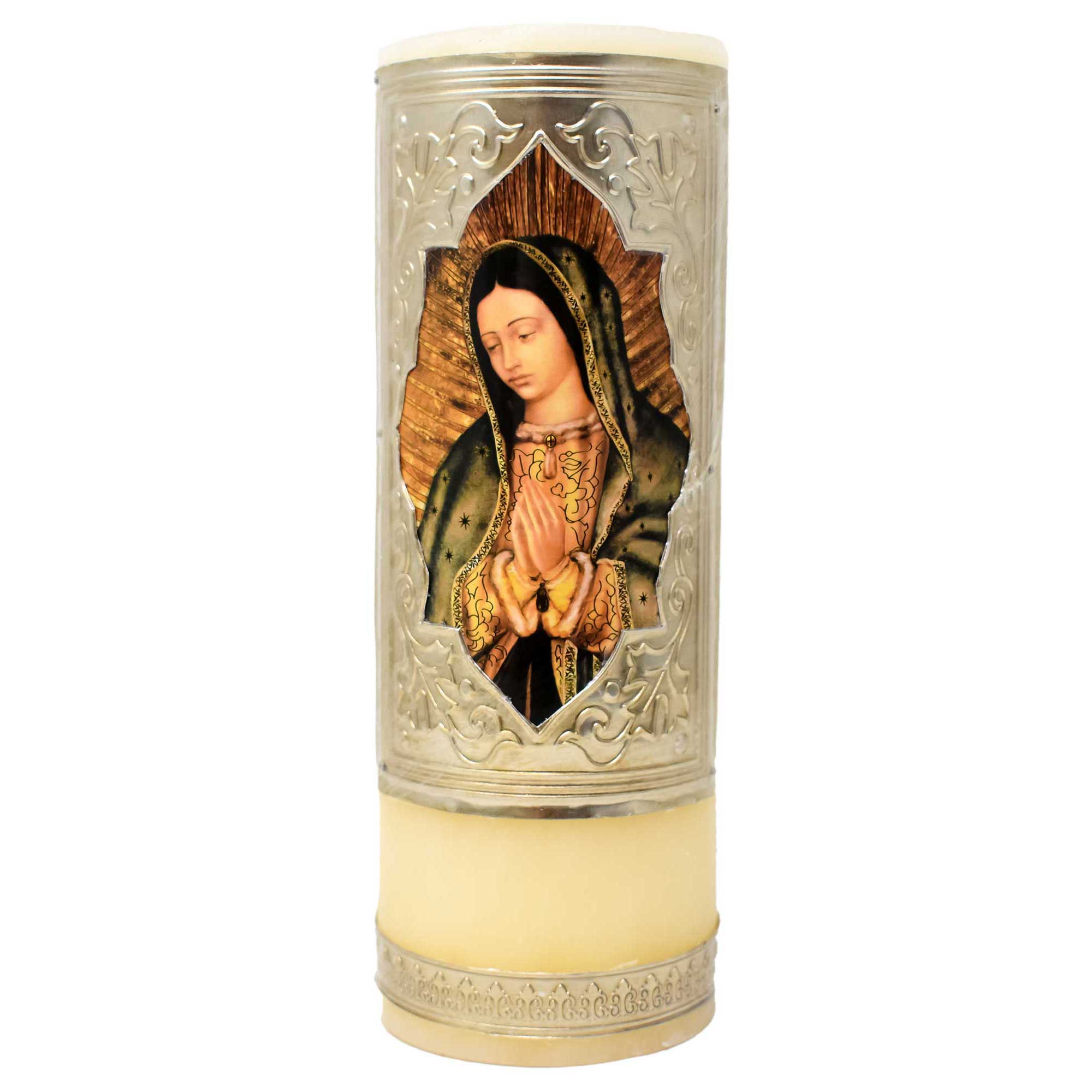 mrcjsales - Lady of Guadalupe Mc Easter Candle 7" - 1/2 Kilo. Divine Symbol of Faith & Hope. Church & Home. 100% Wax, Baptisms, Confirmations,