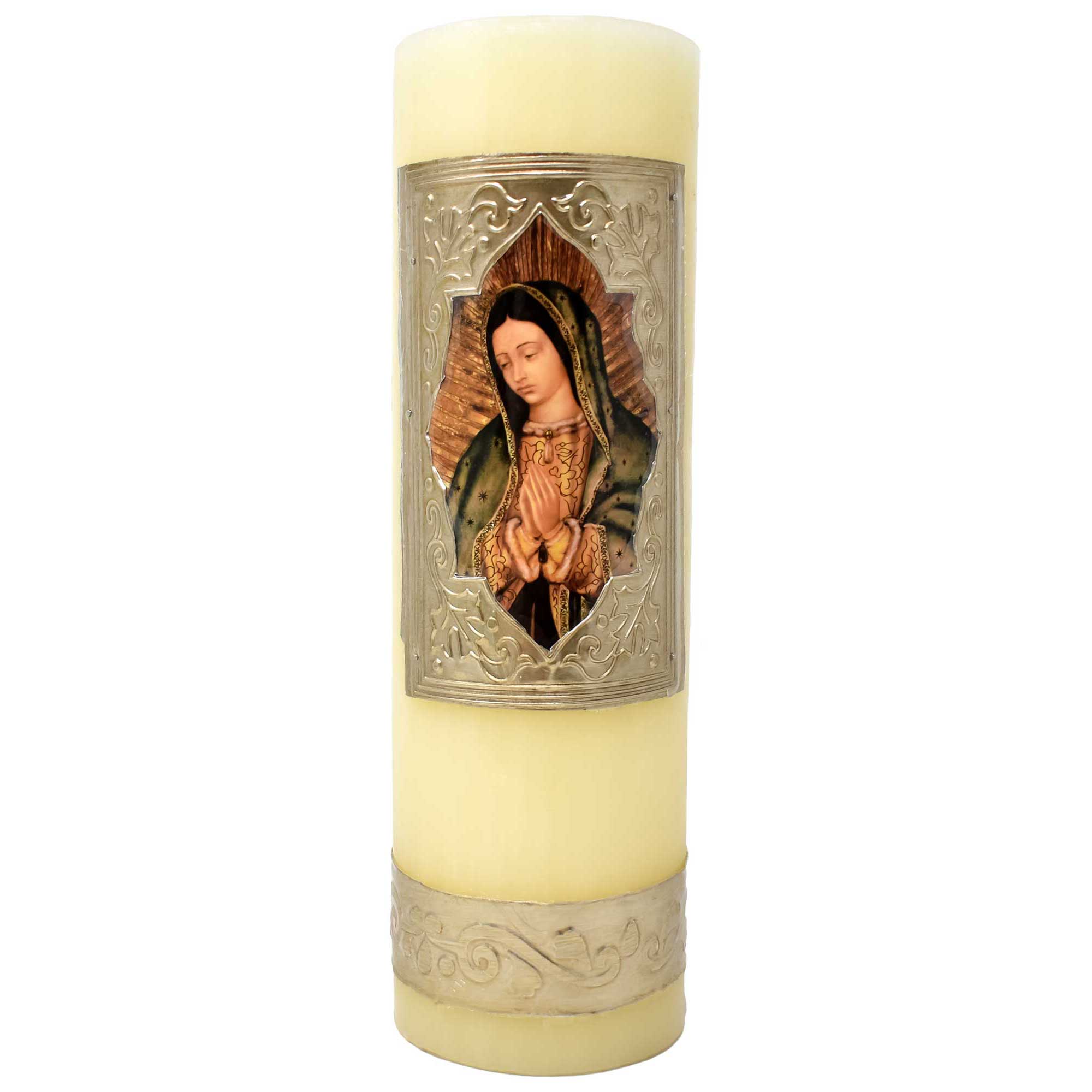 mrcjsales - Lady of Guadalupe Mc Easter Candle 10" - 1 Kilo. Divine Symbol of Faith & Hope. 100% Wax. Meaningful Gift for Baptisms, Confirmations