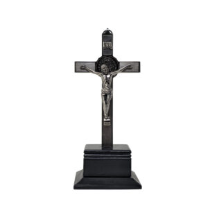 Mrcjsales - Saint Benedict Crucifix Dark-Silver w/Base. 9" inches