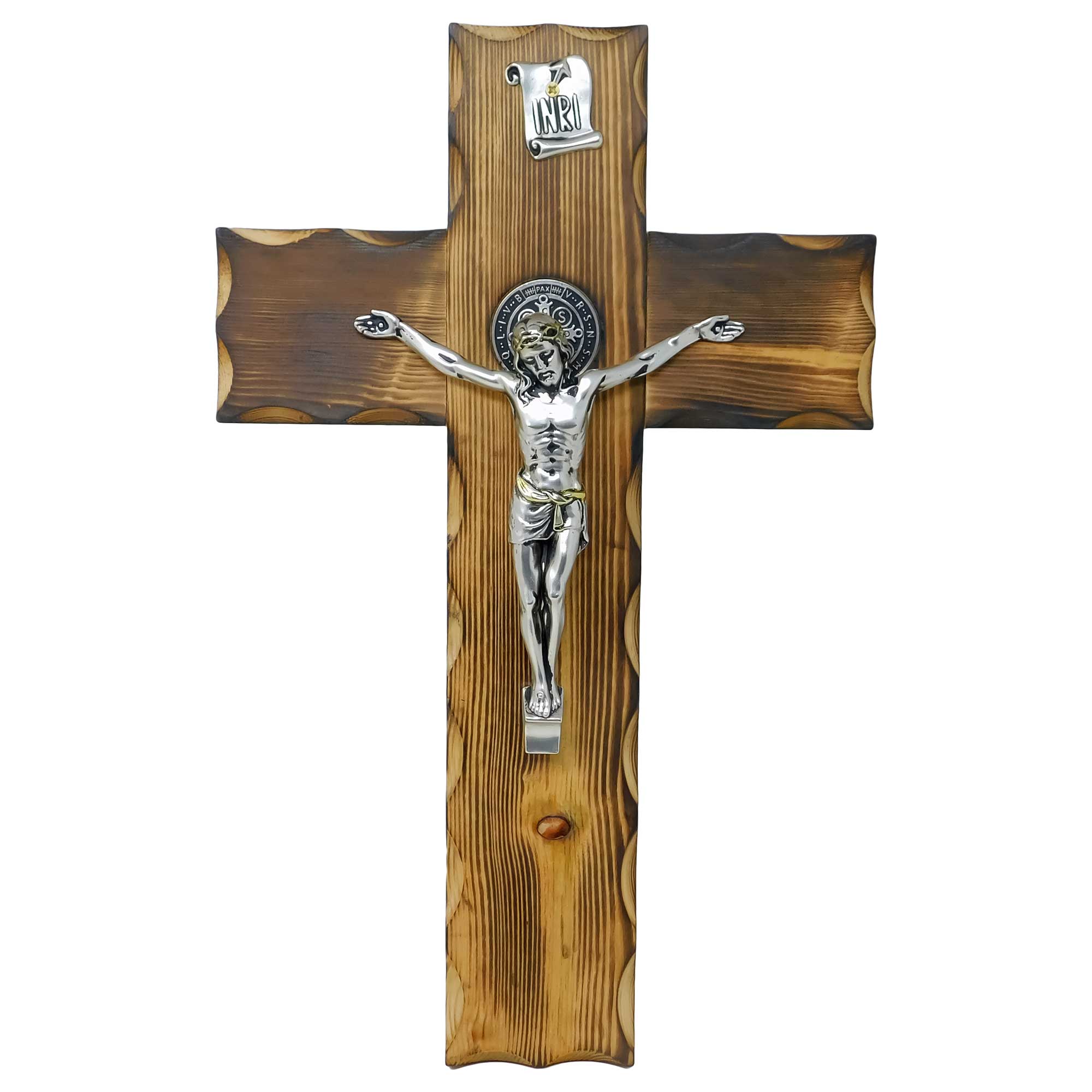 Saint Benedict Crucifix Burned Wood