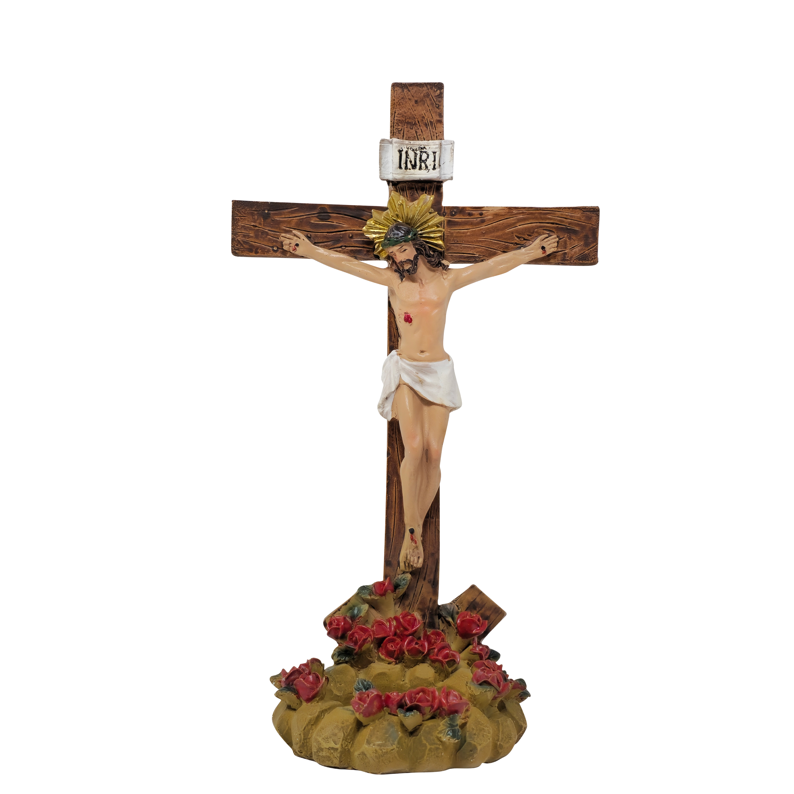 mrcjsales - Crucifix with Candle Holder Base - Unique 9" Resin Design - Versatile for Gifts, Church, Decor - Symbol of Faith & Hope