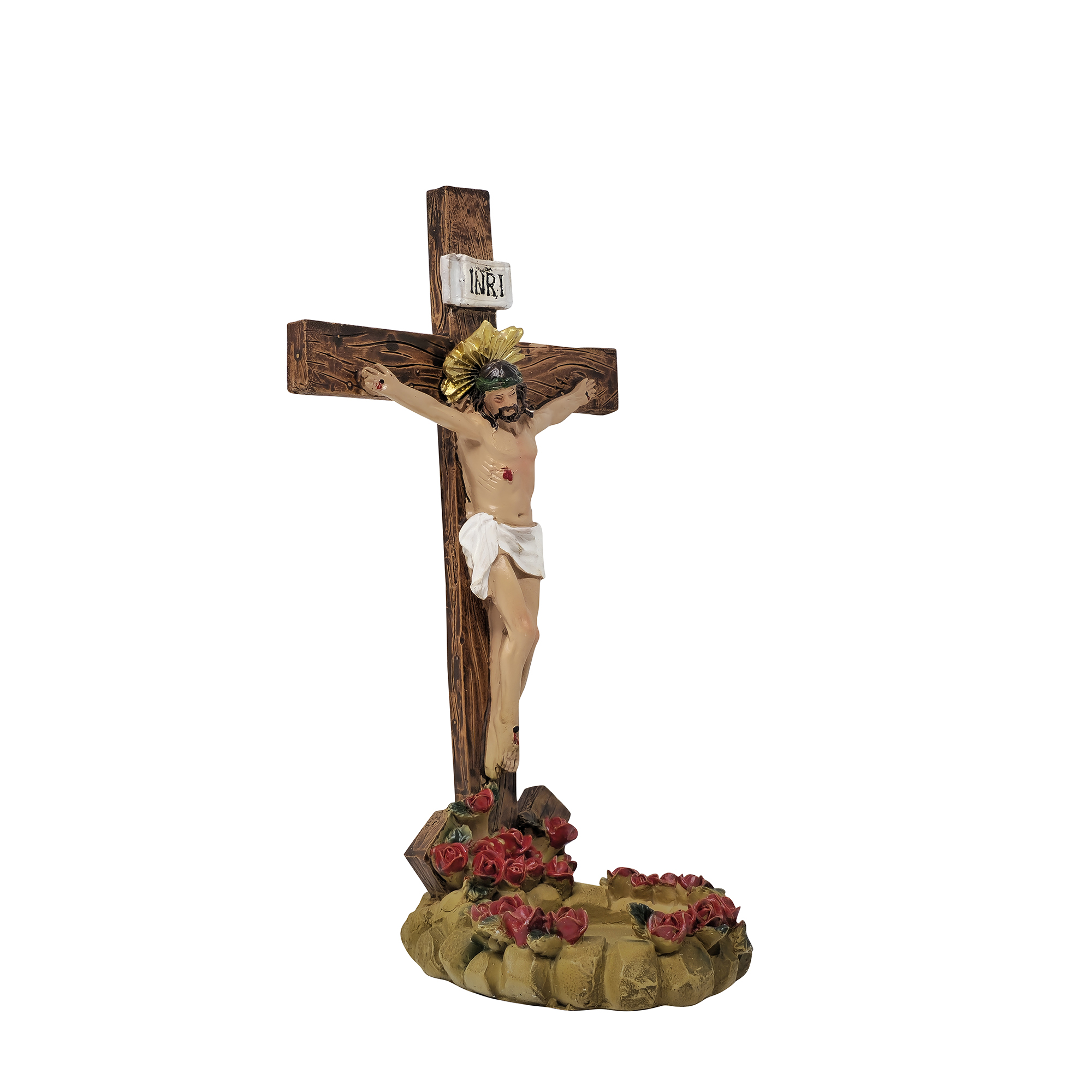 mrcjsales - Crucifix with Candle Holder Base - Unique 9" Resin Design - Versatile for Gifts, Church, Decor - Symbol of Faith & Hope