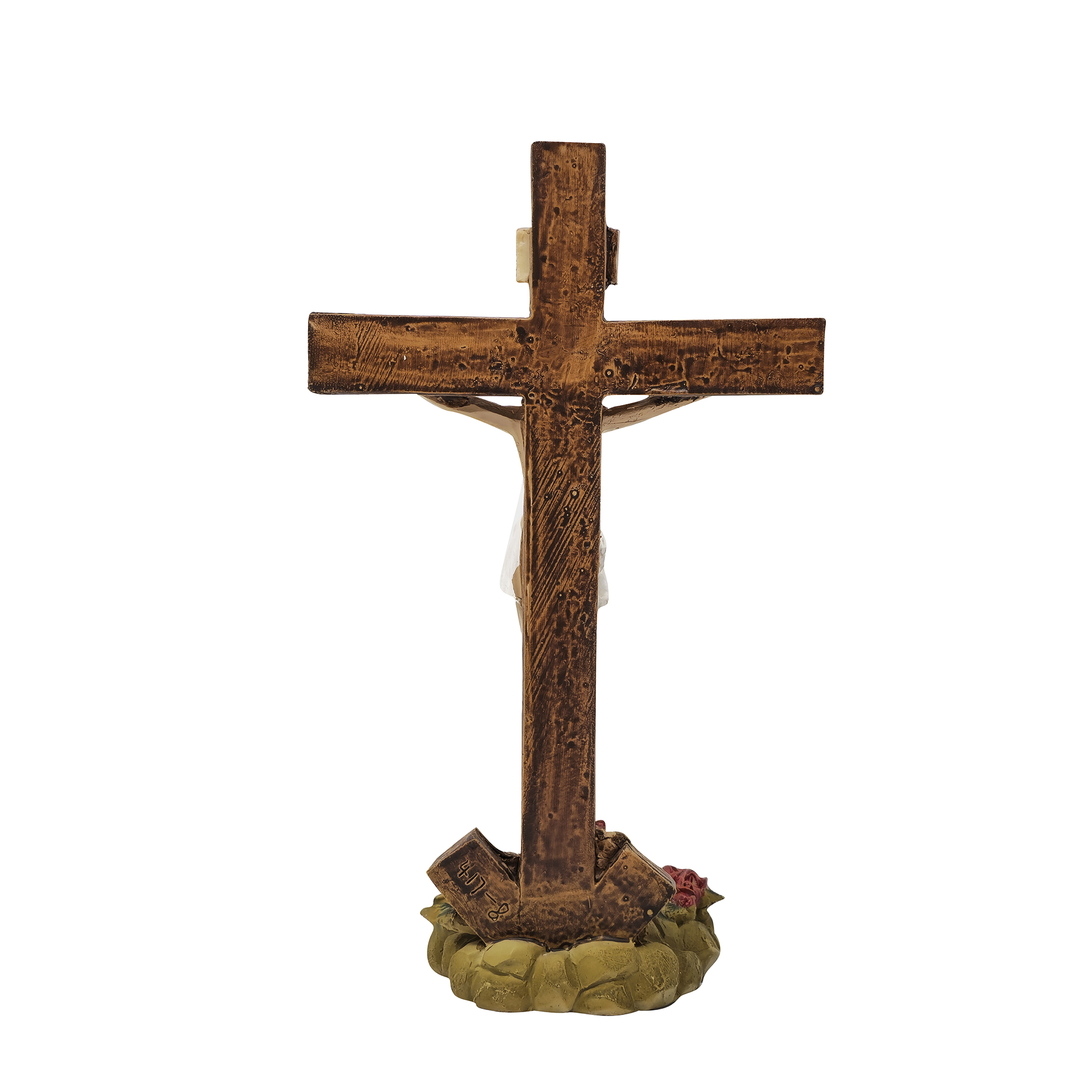 mrcjsales - Crucifix with Candle Holder Base - Unique 9" Resin Design - Versatile for Gifts, Church, Decor - Symbol of Faith & Hope