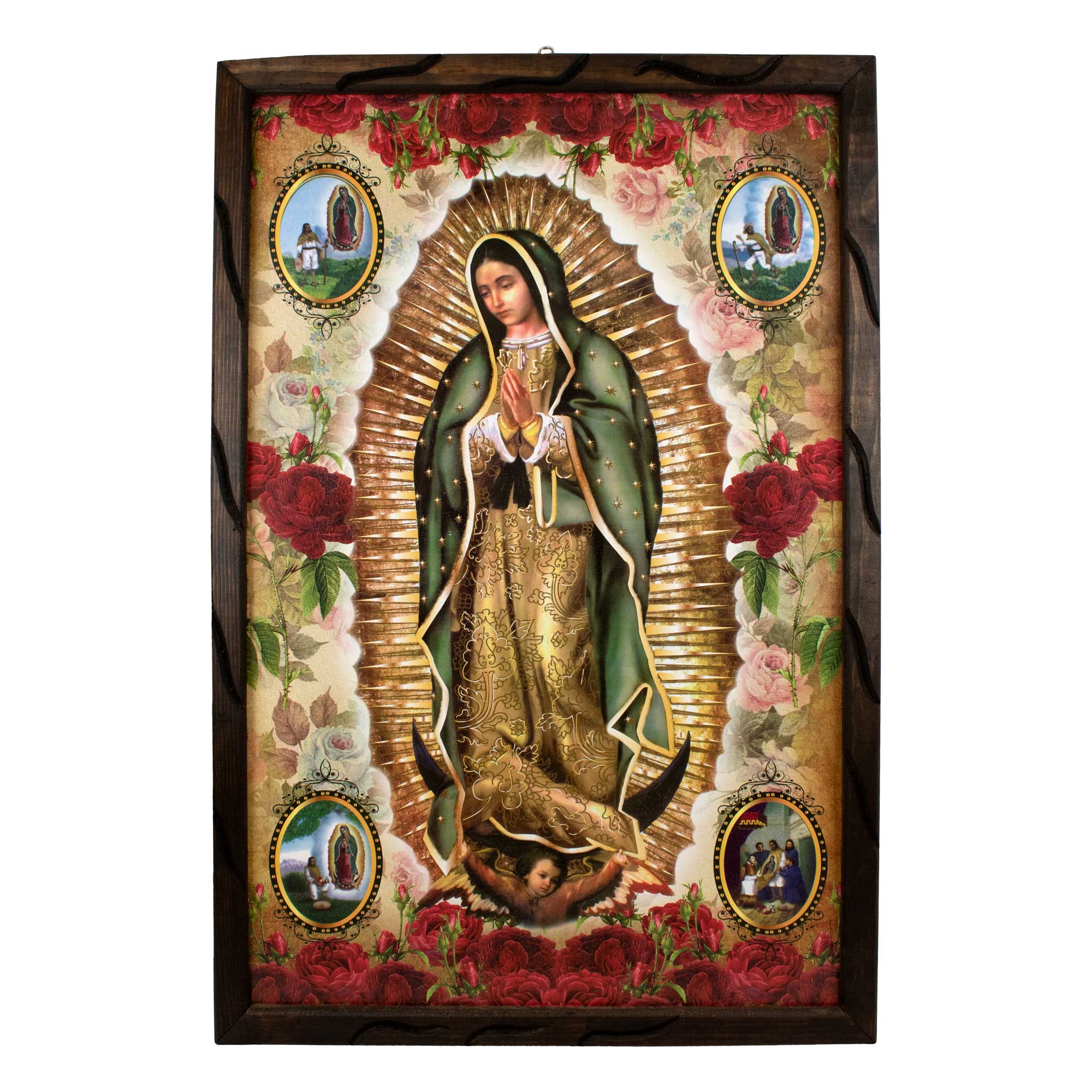 Mrcjsales - Divine Lady of Guadalupe – Rustic Frame, Hope, Love, Strength, and Compassion in Every Stroke. Multiple Sizes!