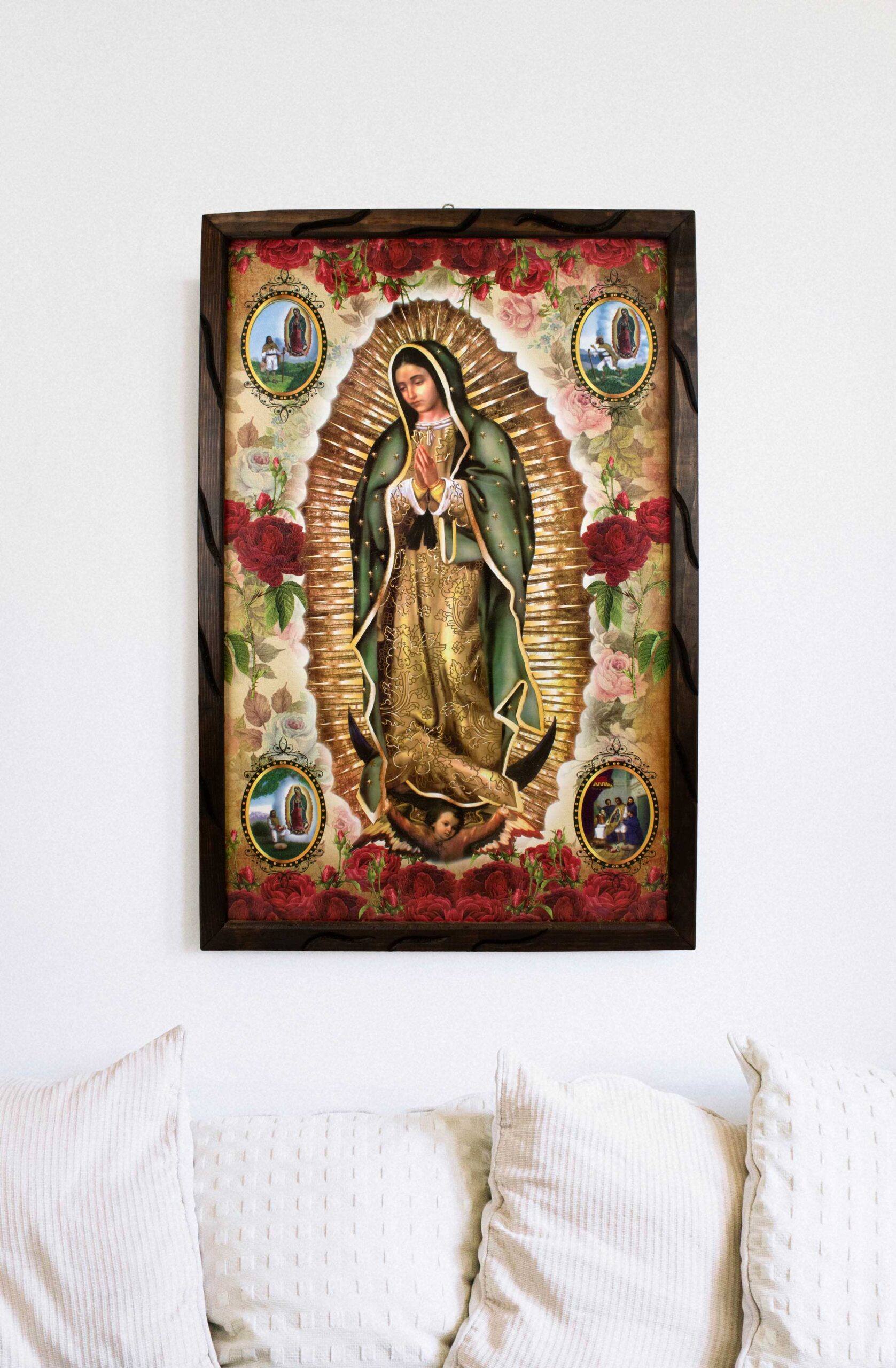 Mrcjsales - Divine Lady of Guadalupe – Rustic Frame, Hope, Love, Strength, and Compassion in Every Stroke. Multiple Sizes!