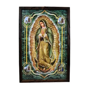 Mrcjsales - Sacred Lady of Guadalupe Green – Rustic Frame, Home Decor, Hope, Love, Strength, Dignity & Compassion. Various Sizes!