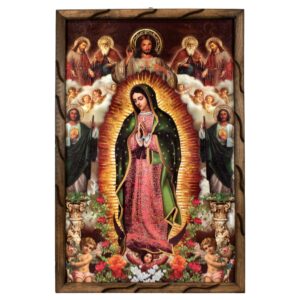 Guadalupe, Saint Jude & Divine Mercy Rustic Frame – Religious Art