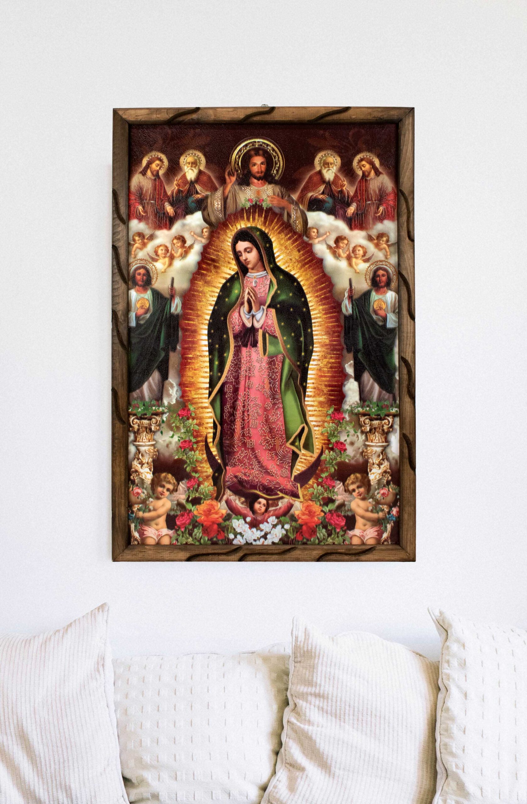 Mrcjsales - Guadalupe Serenity – Rustic Frame, Divine Symbol, Perfect Home Decor or Thoughtful Gift for Special Occasions.