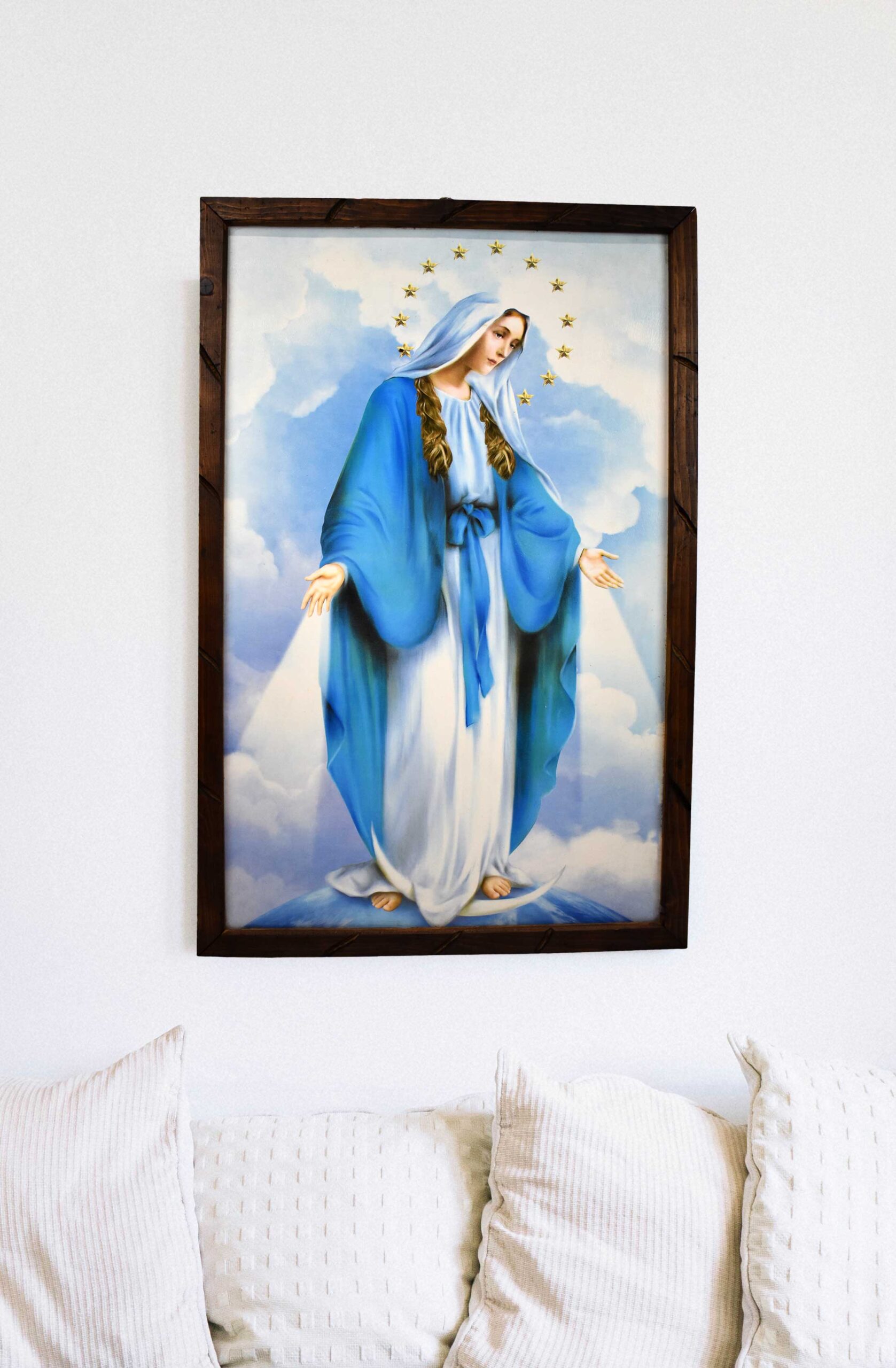 Mrcjsales - Divine Miraculous Virgin – Rustic Frame, Symbolic Mexican Art, Perfect Home Decor & Thoughtful Gift for Spiritual Significance.