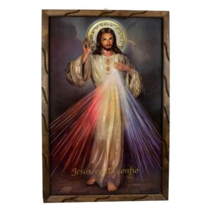 Divine Mercy Rustic Frame – Marco de la Divina Misericordia Católico 36x24 inhces