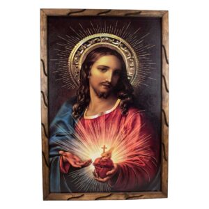 Mrcjsales - Sacred Heart - Rustic Frame, Mexican Artistry, Hopeful Symbol, Ideal Gift for Spiritual Comfort. Unique and Timeless!