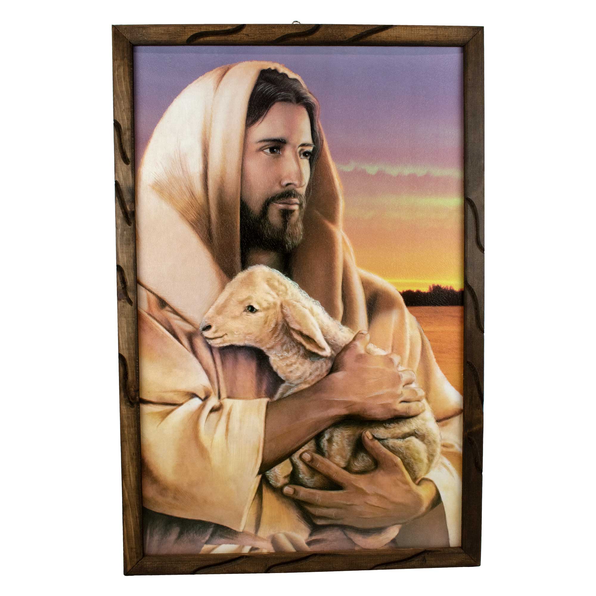 Mrcjsales - Good Shepherd - Rustic Frame, Mexican Art Symbolizing Hope, Love, and Compassion. Perfect Spiritual Gift in Multiple Sizes!