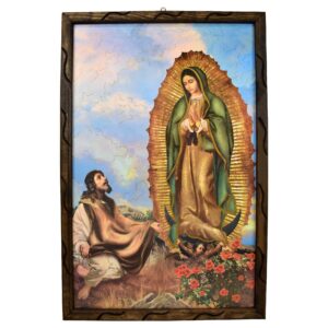 Mrcjsales - Divine Our Lady of Guadalupe w/ Juan Diego - Rustic Frame, Meaningful Gift, Unique Artistry, Hope & Love