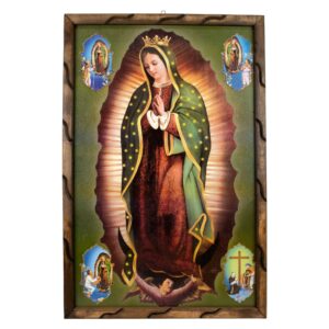 Mrcjsales - Lady of Guadalupe Earth Tones – Rustic Frame, Mexican Art, Spiritual Gift, Symbol of Hope, Love, and Compassion. Multiple Sizes Available