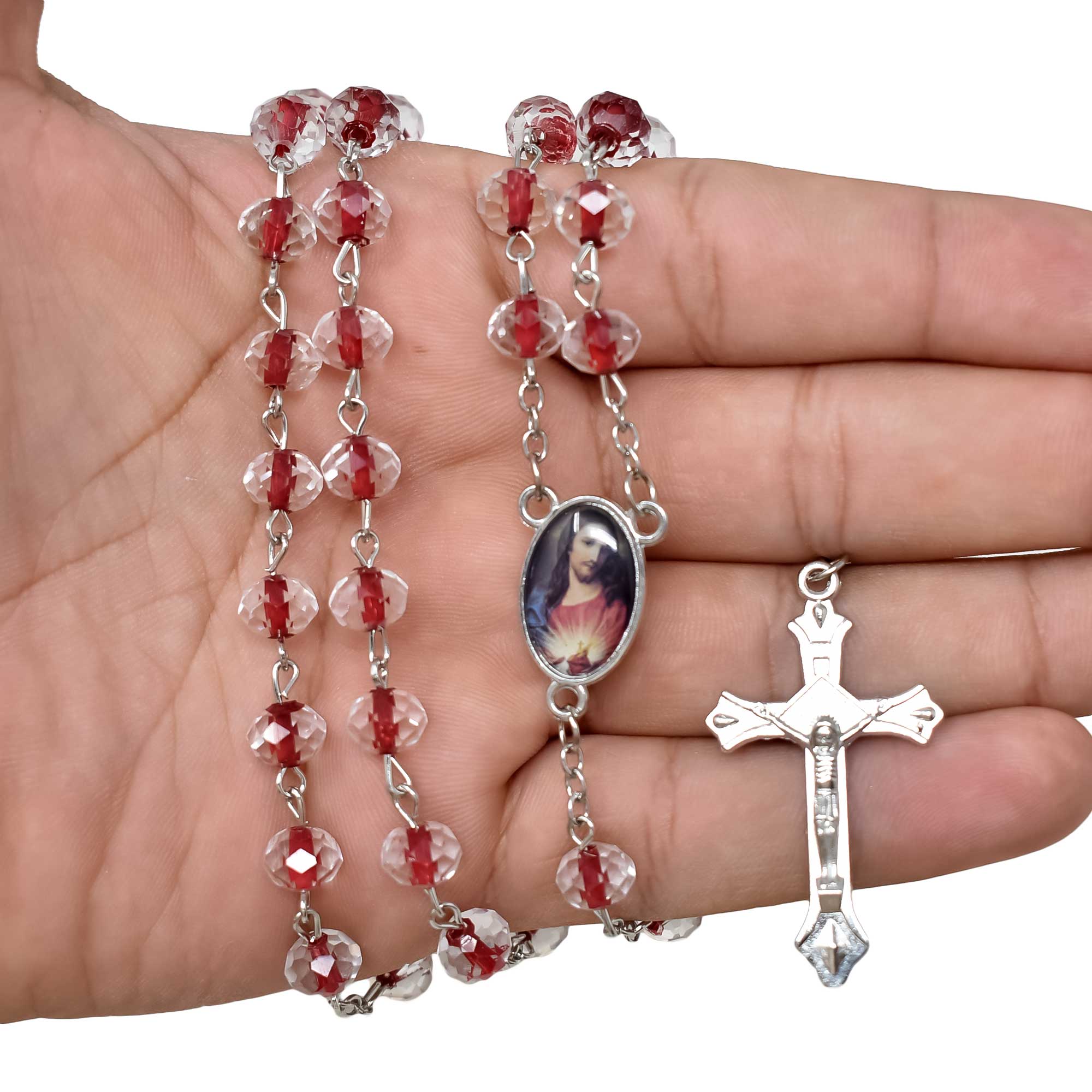 Sacred Heart of Jesus Crystal Rosary