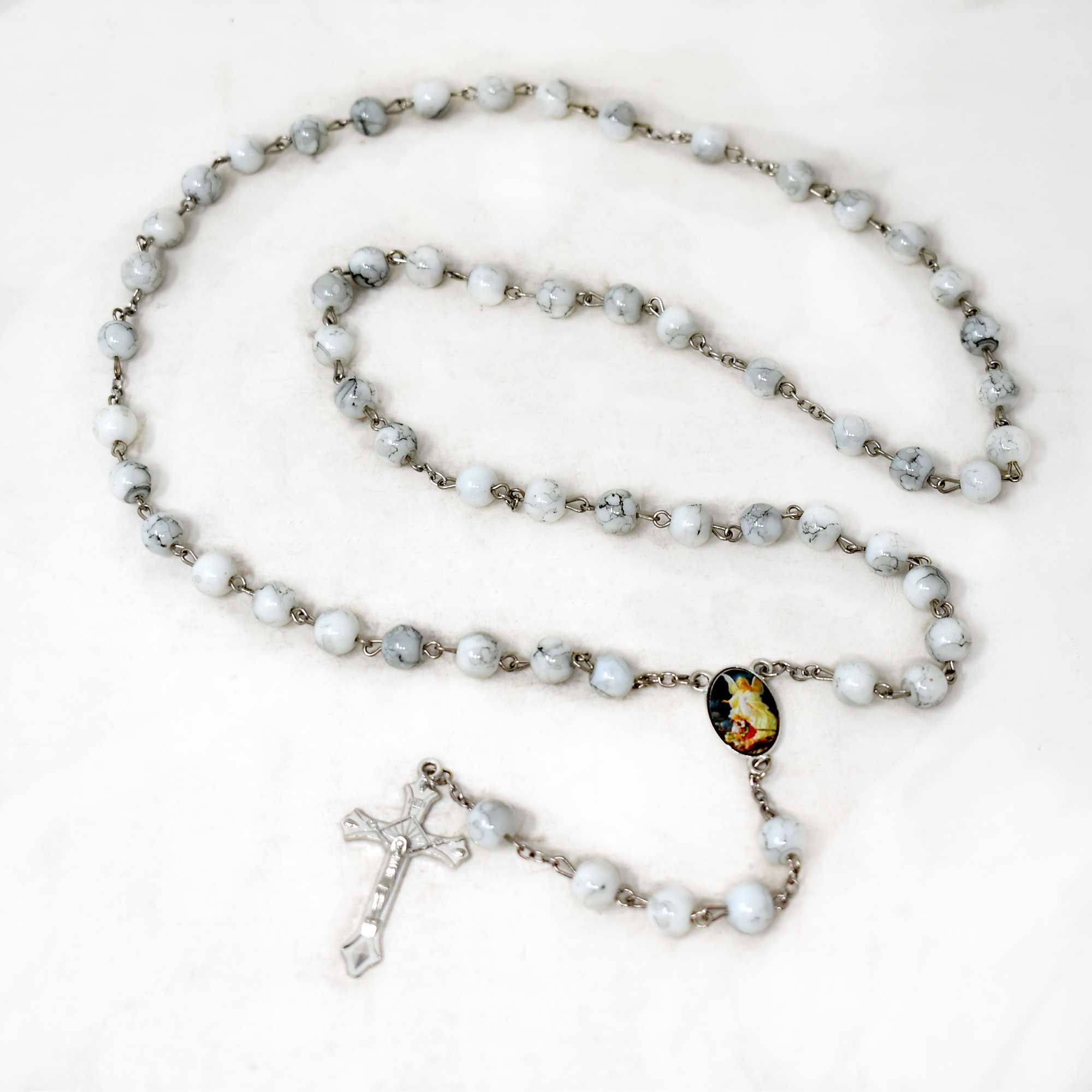 Angel de La Guarda Marble Rosary