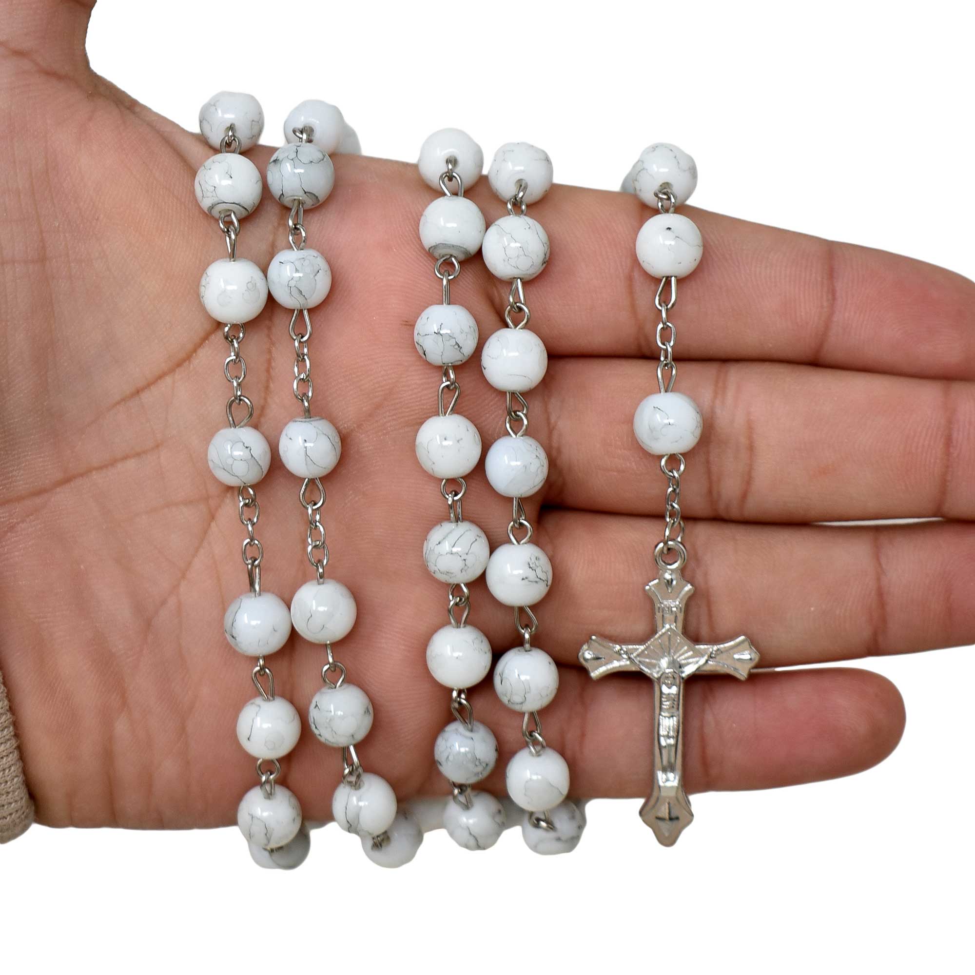 Angel de La Guarda Marble Rosary