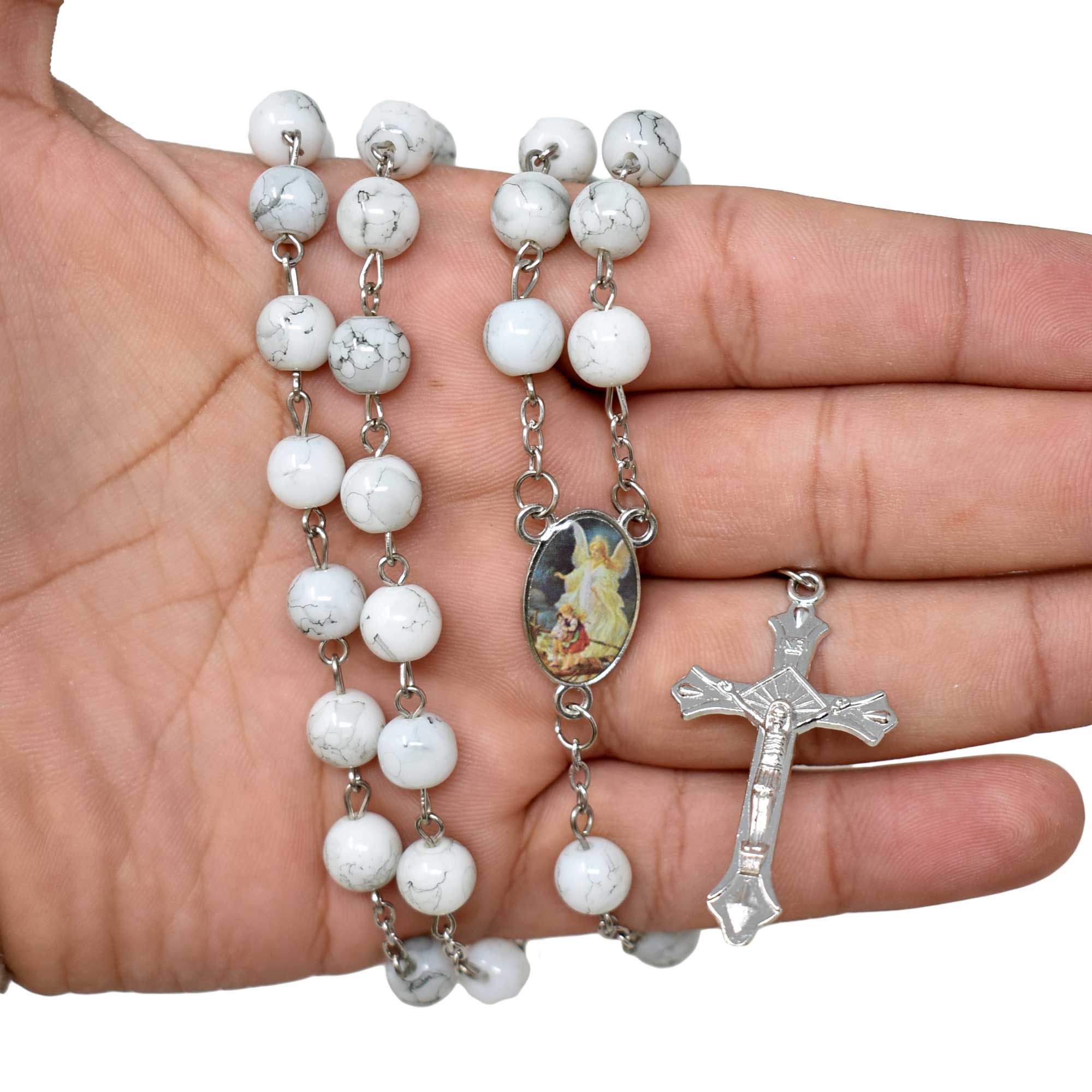 Angel de La Guarda Marble Rosary