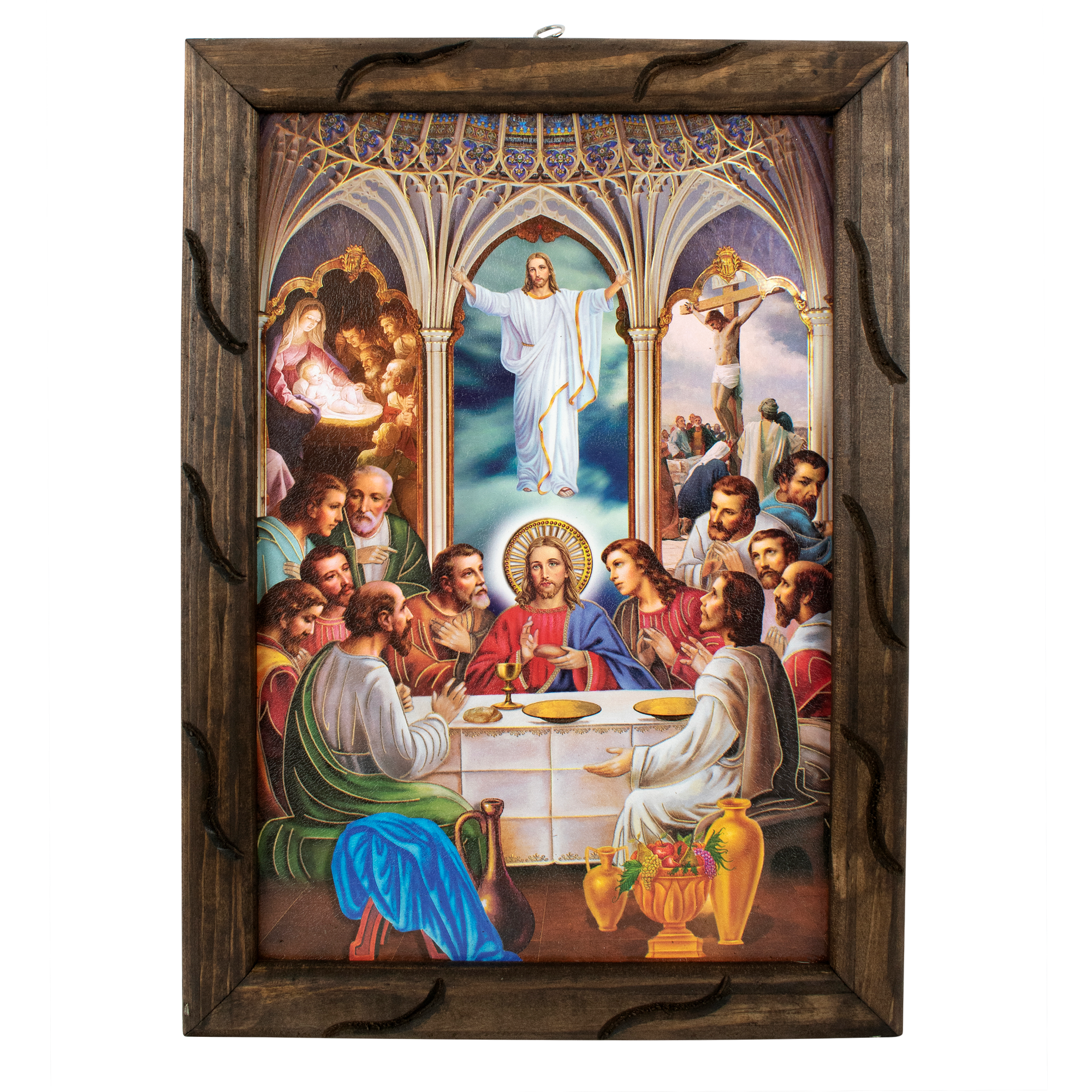 Mrcjsales - Sacred Last Supper – Rustic Frame, Symbolic Mexican Art, Perfect Home Decor & Thoughtful Gift for Spiritual Significance.