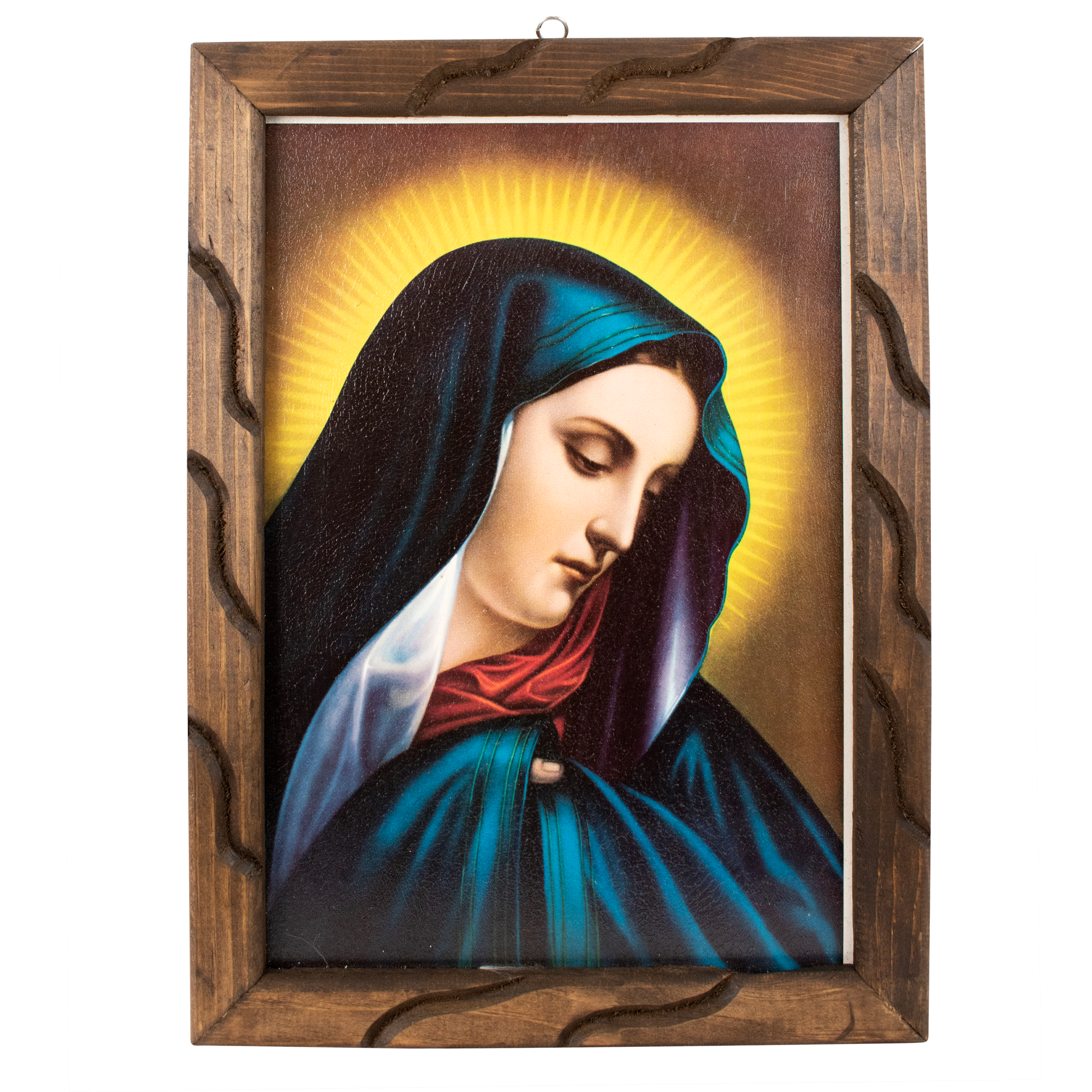 Mrcjsales - Lady of Sorrows – Rustic Frame, Virgen Dolorosa, Mexican Art, Symbolizes Hope, Love, Strength. Perfect Home Decor & Unique Gift!