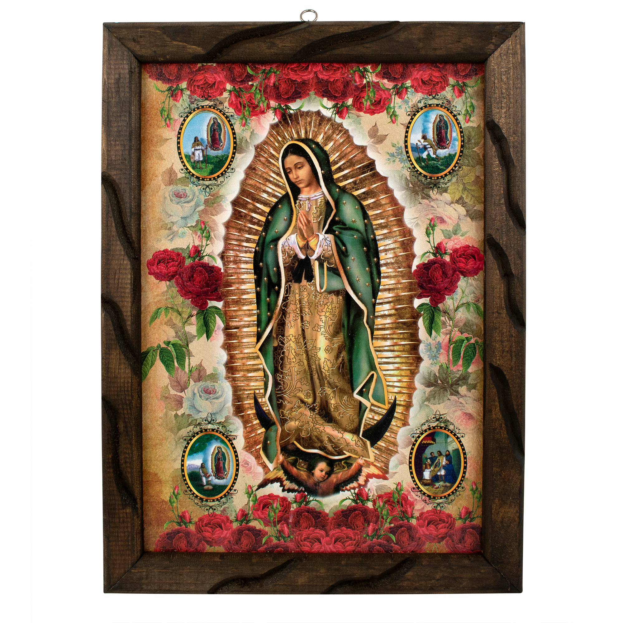 Mrcjsales - Divine Lady of Guadalupe – Rustic Frame, Hope, Love, Strength, and Compassion in Every Stroke. Multiple Sizes!