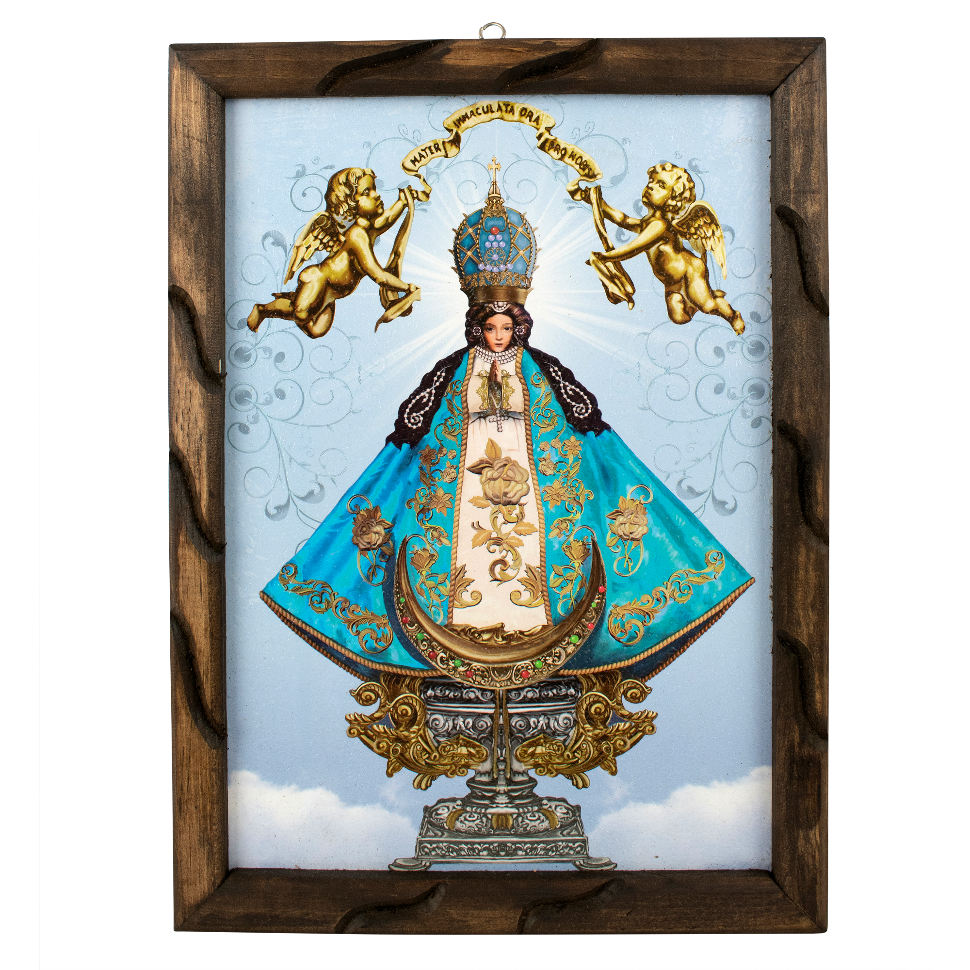 Mrcjsales - Our Lady of Saint John of the Lakes – Rustic Frame, Multiple Sizes, Mexican Art, Symbolizes Hope, Love, Strength. Perfect Home Decor