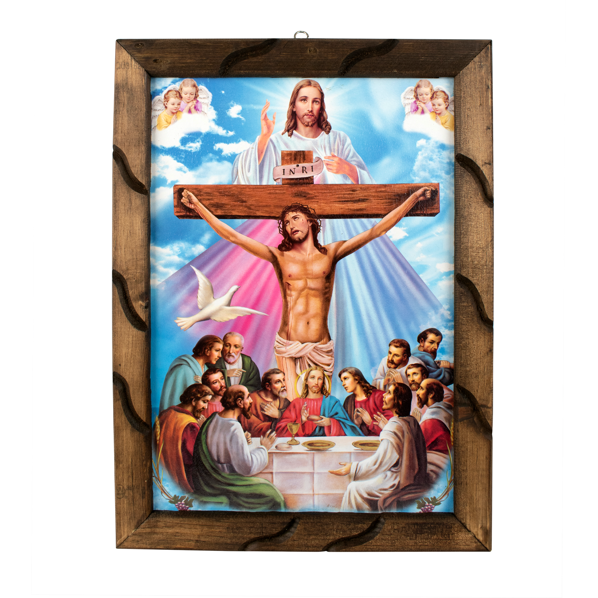 Mrcjsales - Last Supper, Cross, Divine Mercy – Rustic Frame, Mexican Art, Symbolizes Hope, Love, Strength. Perfect Home Decor & Unique Gift!