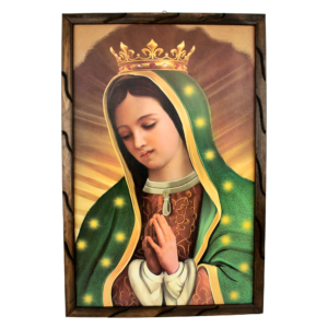 Mrcjsales - Guadalupe Crown – Rustic Frame, Virgen de Guadalupe Cuadro Rustico, Mexican Art, Symbolizes Hope, Love, Strength. Perfect Home Decor & Unique Gift!