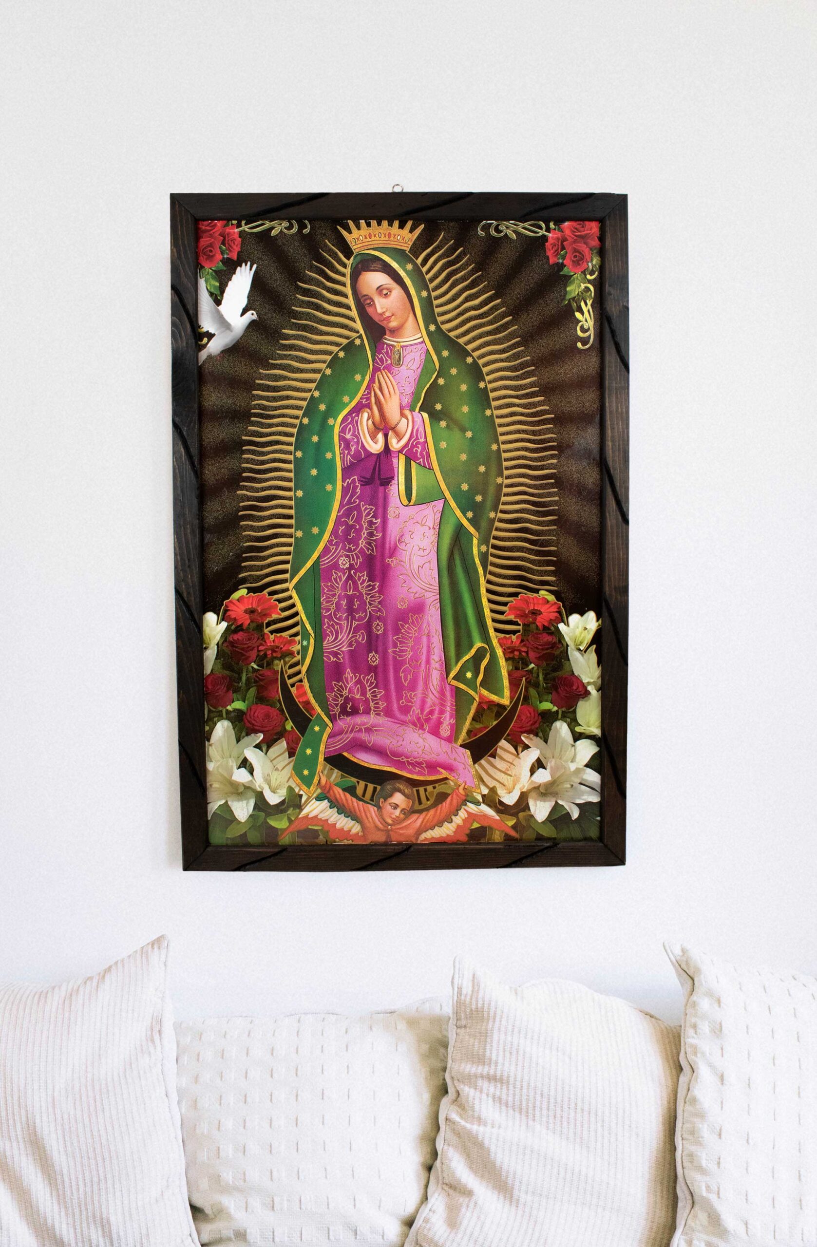 Mrcjsales- Virgen de Guadalupe - lady of guadalupe – Rustic Frame, Mexican Art, Symbolizes Hope, Love, Strength. Perfect Home Decor & Unique Gift!