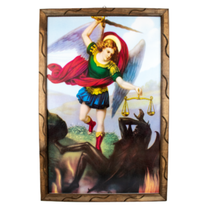 Mrcjsales: St. Michael Archangel Wooden Frame - Authentic Mexican Art. Ideal Gift Symbolizing Strength, Hope, Love, and Compassion. Multiple Sizes Available!