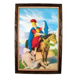 Saint Martin Knight Rustic Frame – San Martín Caballero Religious Art