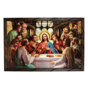 Mrcjsales - Last Supper DaVinci – Rustic Frame, Ultima Cena, Mexican Art, Symbolizes Hope, Love, Strength. Perfect Home Decor & Unique Gift!