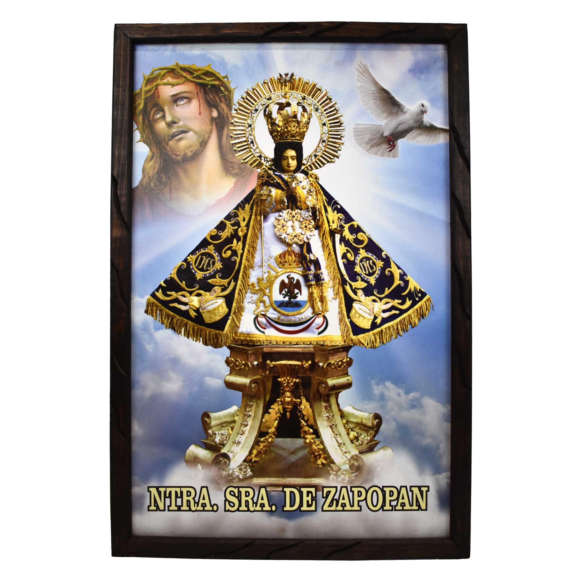 Mrcjsales - Virgin of Zapopan – Rustic Frame, La Virgen de Zapopan, Mexican Art, Symbolizes Hope, Love, Strength. Perfect Home Decor & Unique Gift!