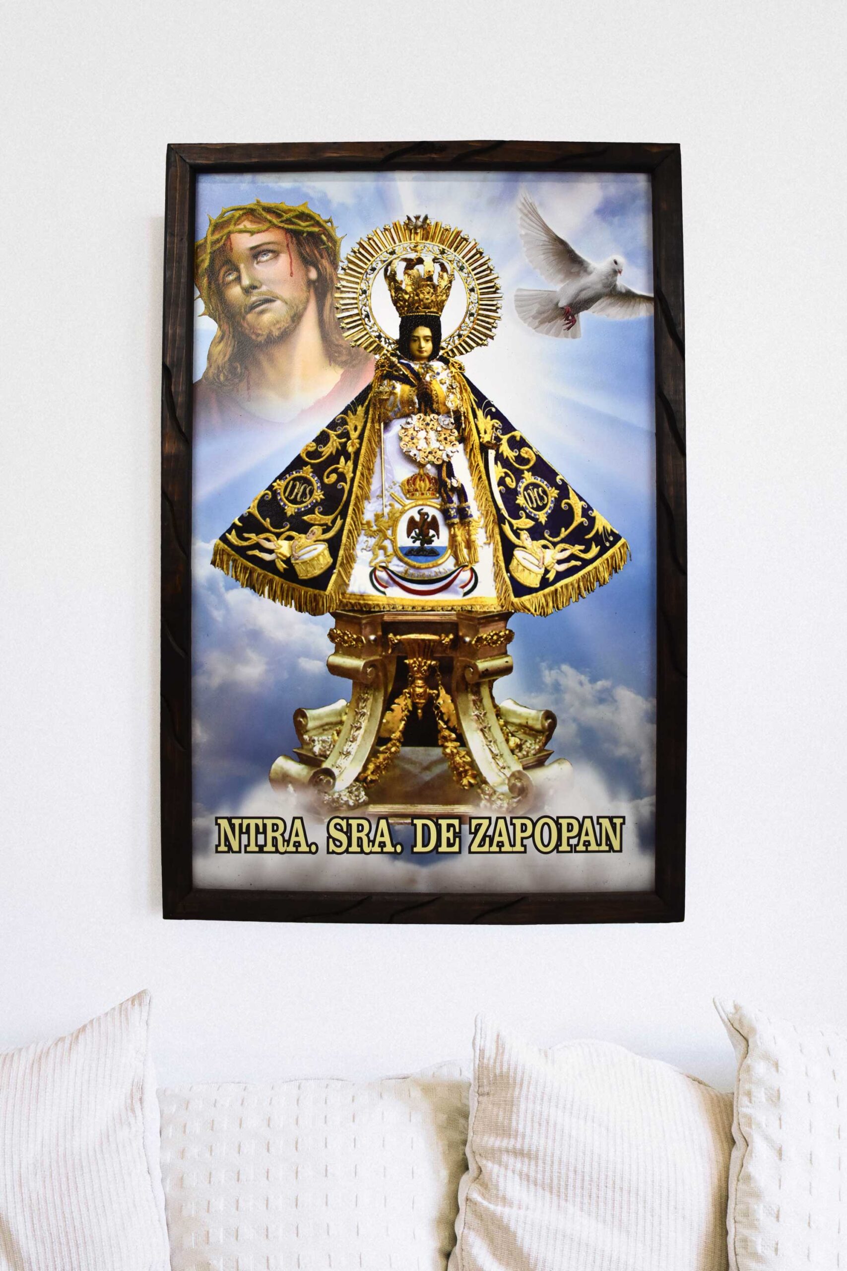 Mrcjsales - Virgin of Zapopan – Rustic Frame, La Virgen de Zapopan, Mexican Art, Symbolizes Hope, Love, Strength. Perfect Home Decor & Unique Gift!