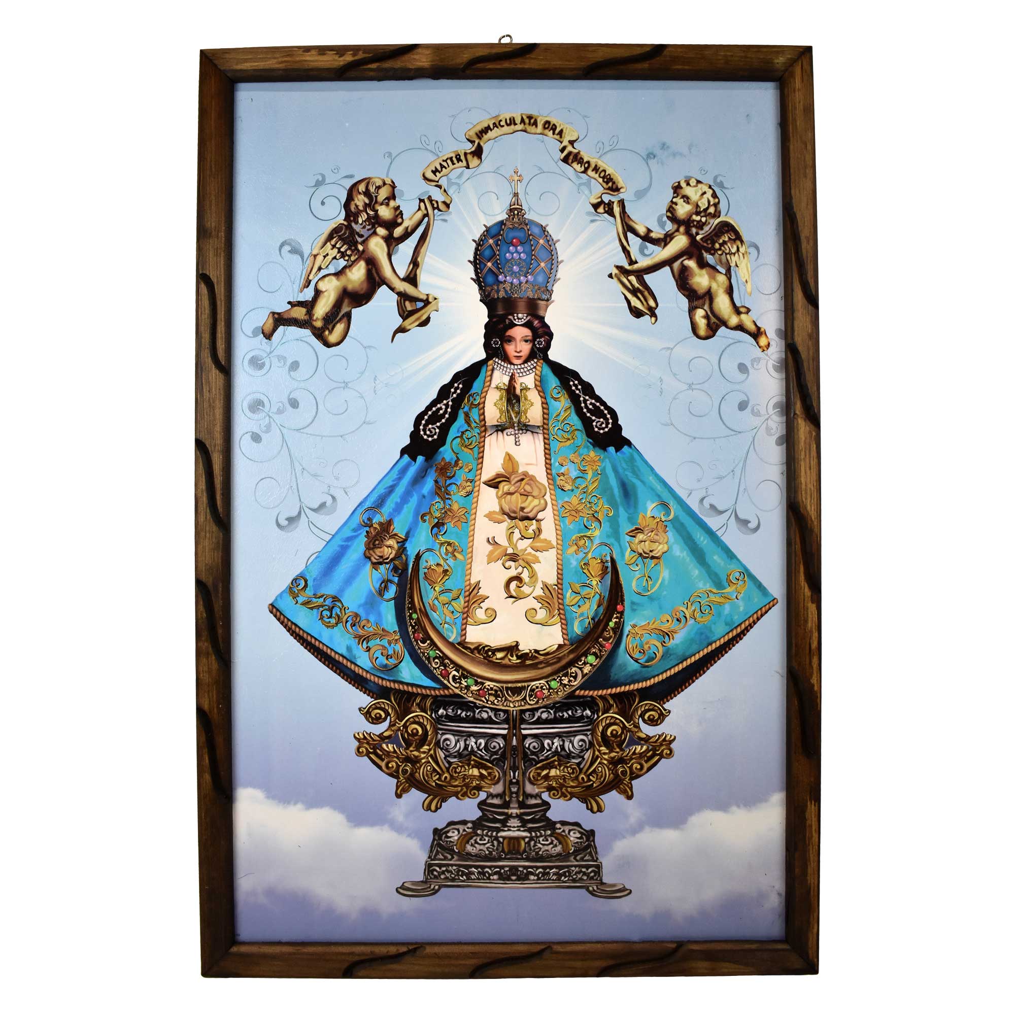 Mrcjsales - Our Lady of Saint John of the Lakes – Rustic Frame, Multiple Sizes, Mexican Art, Symbolizes Hope, Love, Strength. Perfect Home Decor