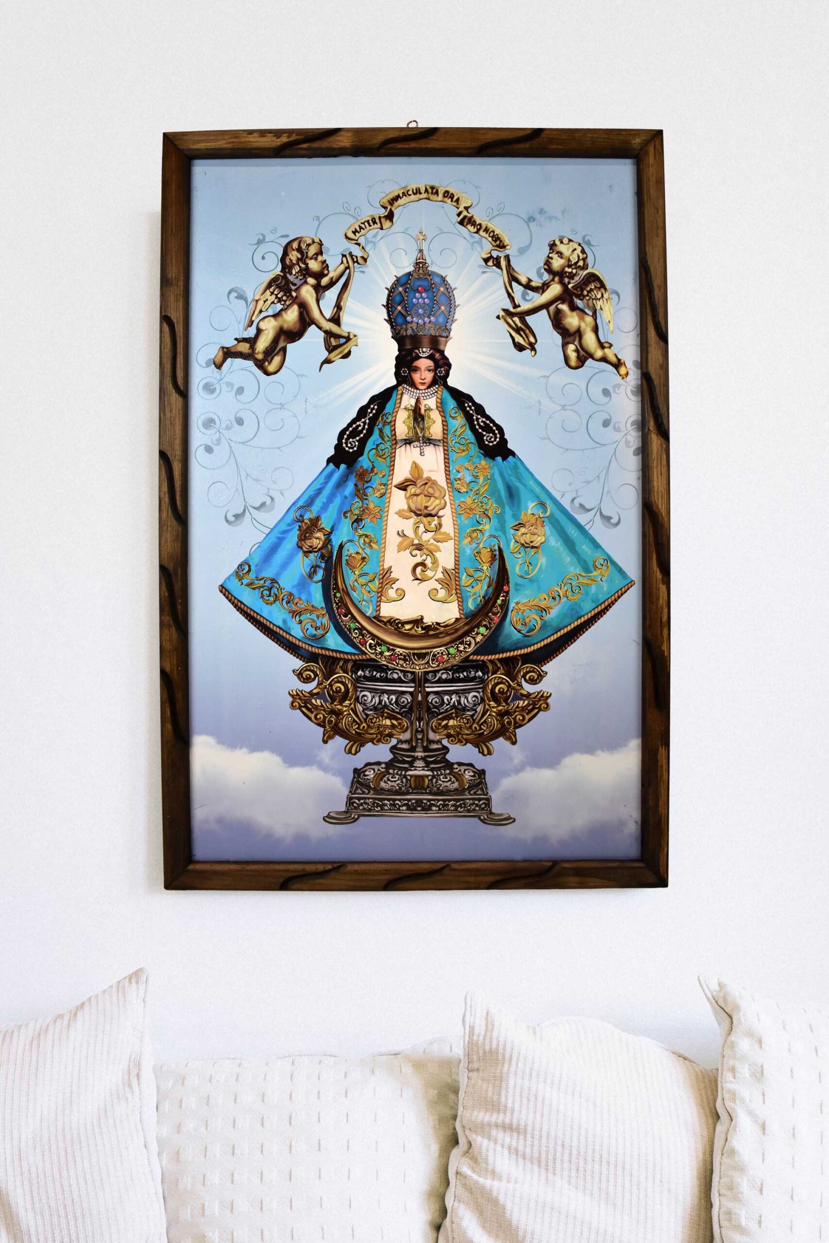 Mrcjsales - Our Lady of Saint John of the Lakes – Rustic Frame, Multiple Sizes, Mexican Art, Symbolizes Hope, Love, Strength. Perfect Home Decor