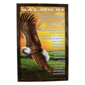Psalm 91 Eagle Wall Art 12x10,18x13,36x24 – Rustic Religious Frame, Salmo 91 Christian Home Decor Oil Painting Style
