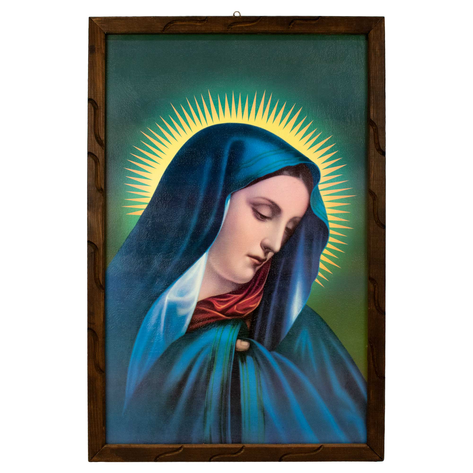 Mrcjsales - Lady of Sorrows – Rustic Frame, Virgen Dolorosa, Mexican Art, Symbolizes Hope, Love, Strength. Perfect Home Decor & Unique Gift!