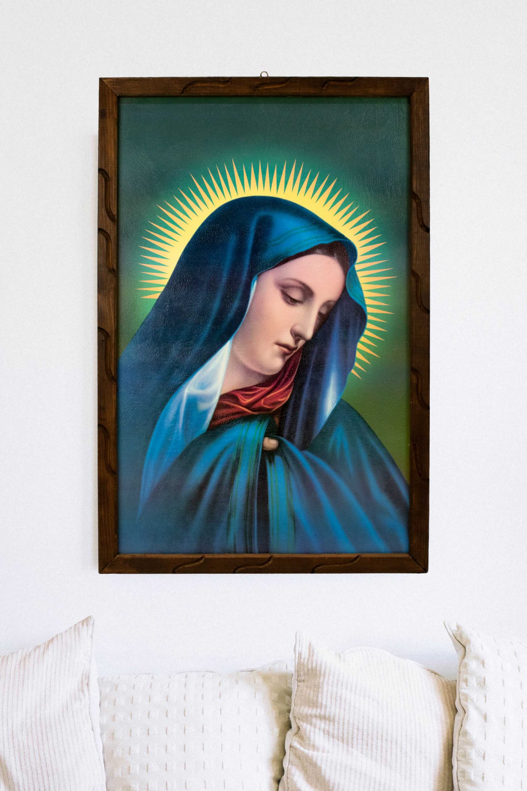 Mrcjsales - Lady of Sorrows – Rustic Frame, Virgen Dolorosa, Mexican Art, Symbolizes Hope, Love, Strength. Perfect Home Decor & Unique Gift!