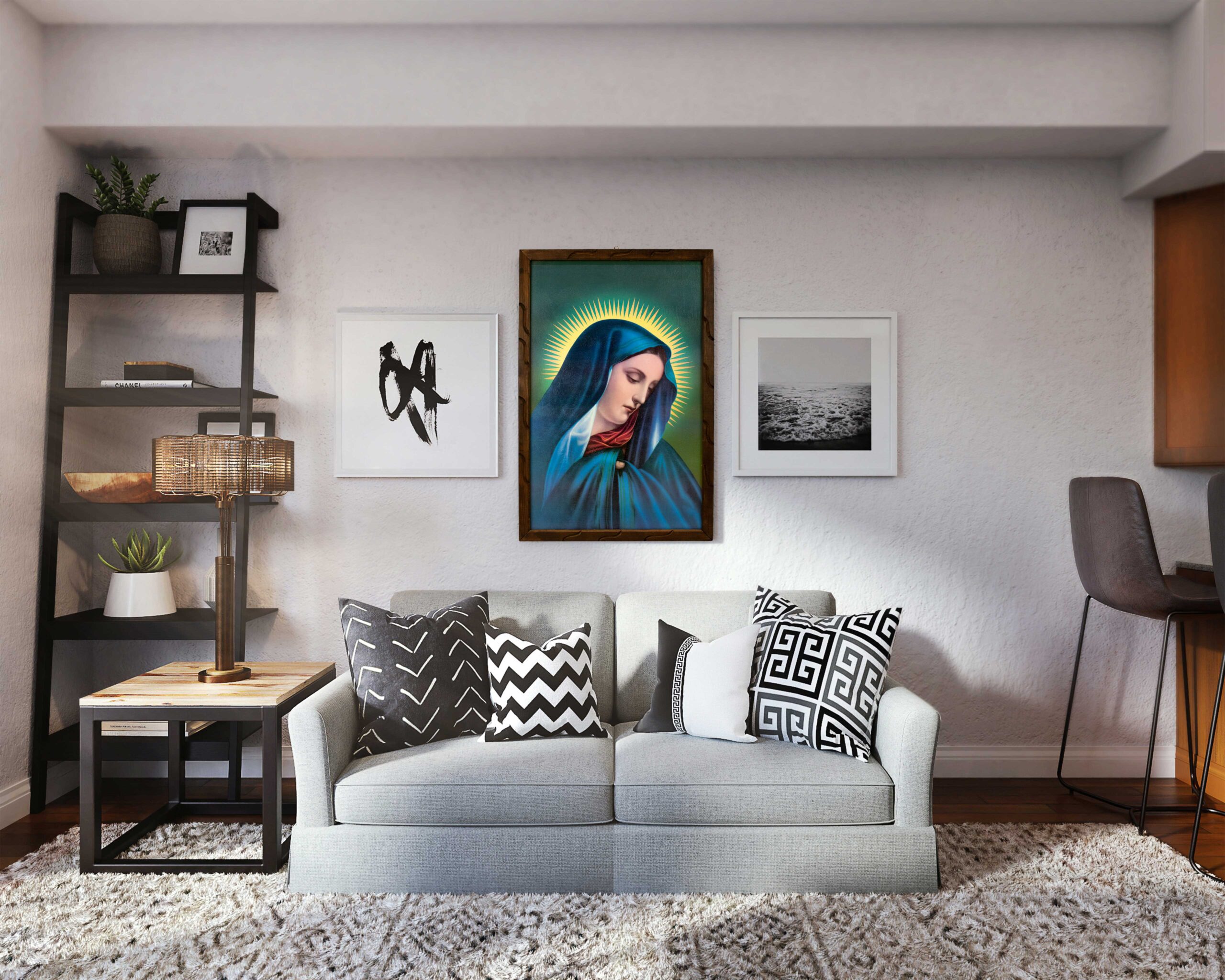 Mrcjsales - Lady of Sorrows – Rustic Frame, Virgen Dolorosa, Mexican Art, Symbolizes Hope, Love, Strength. Perfect Home Decor & Unique Gift!