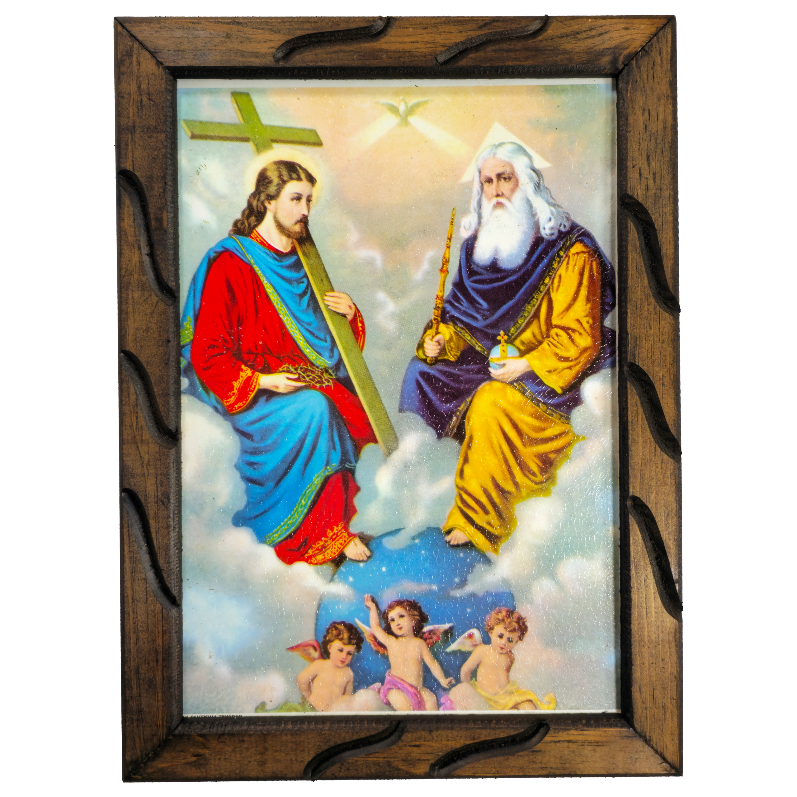 Mrcjsales - The Holy Trinity Wooden Frame - Unique Mexican Art Symbolizing Strength, Hope, Love.Multiple Sizes Available!