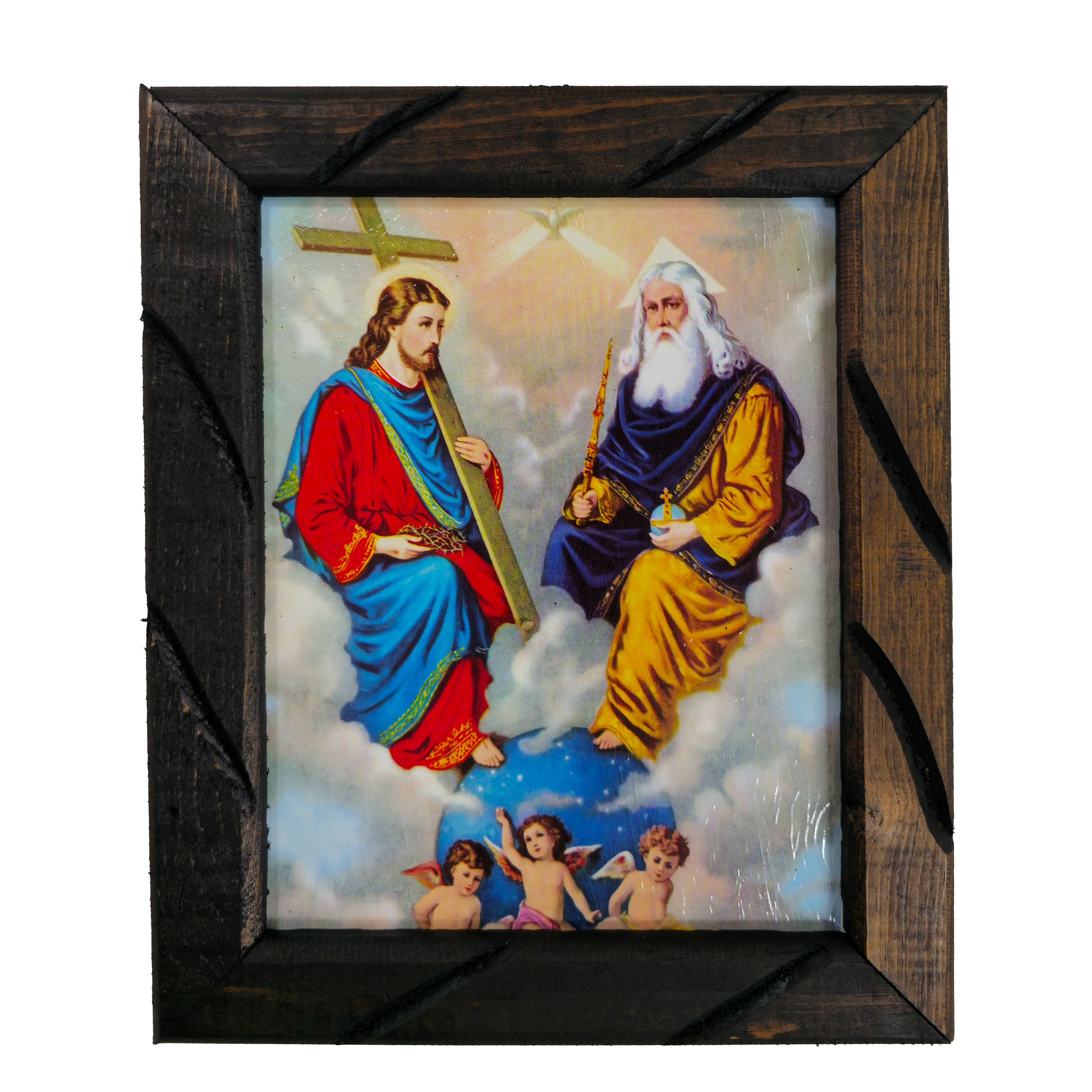 Mrcjsales - The Holy Trinity Wooden Frame - Unique Mexican Art Symbolizing Strength, Hope, Love.Multiple Sizes Available!