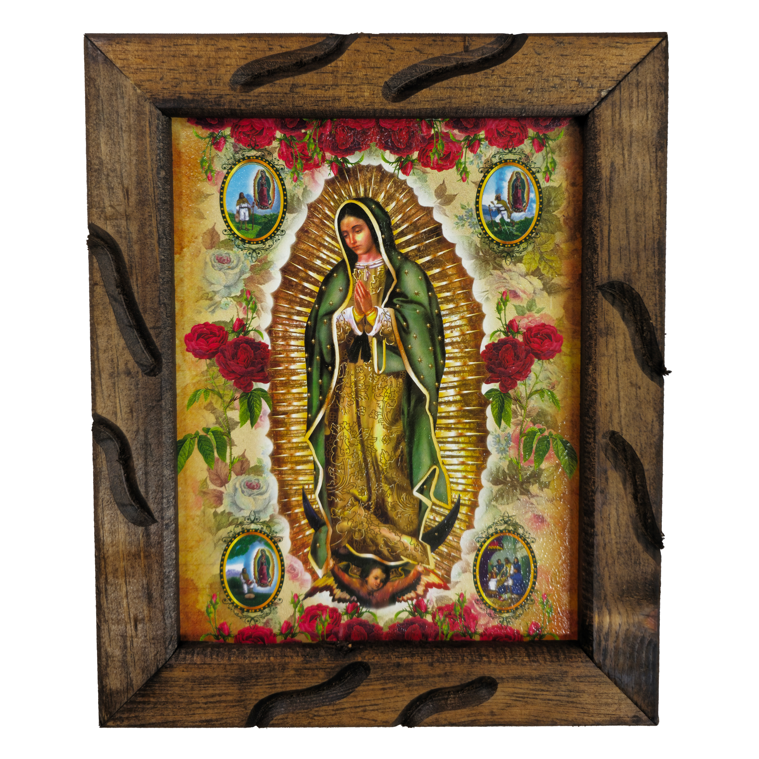 Mrcjsales - Divine Lady of Guadalupe – Rustic Frame, Hope, Love, Strength, and Compassion in Every Stroke. Multiple Sizes!