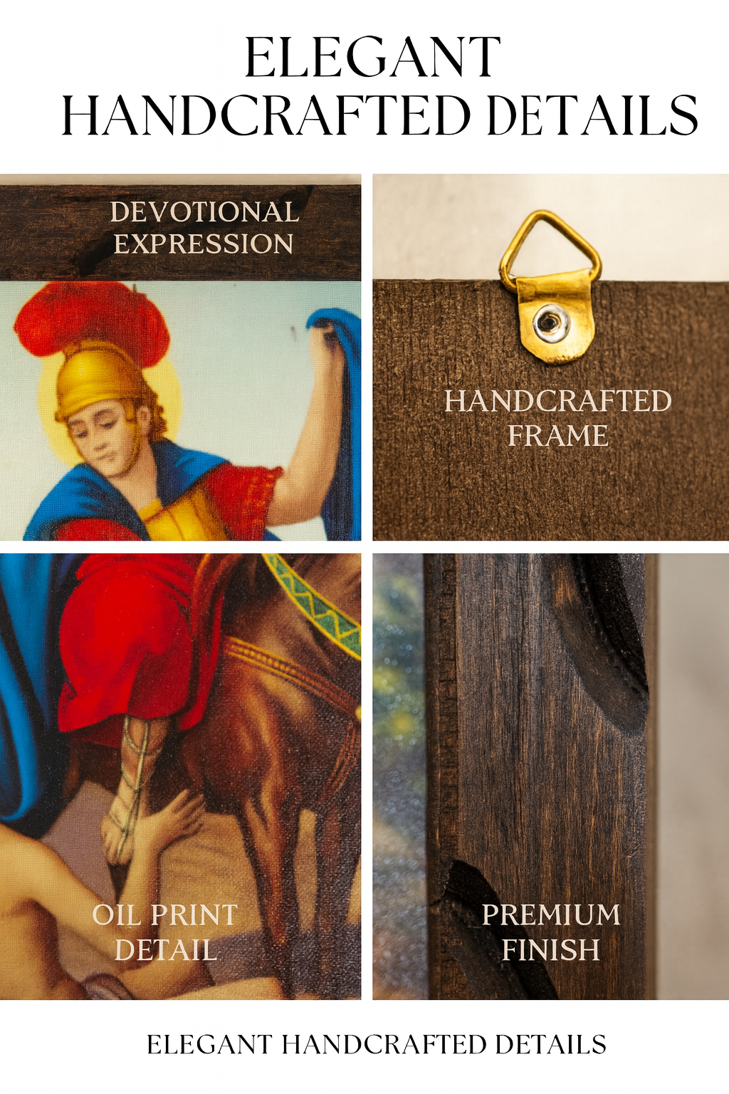 Saint Martin Knight Rustic Frame – San Martín Caballero Religious Art