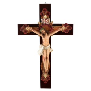 Mrcjsales: Jesus Christ Crimsons Roses | Crucifix | Polyester Resin Art | Faith Symbol | Various Sizes | Uplifting Beauty | Mexican Style
