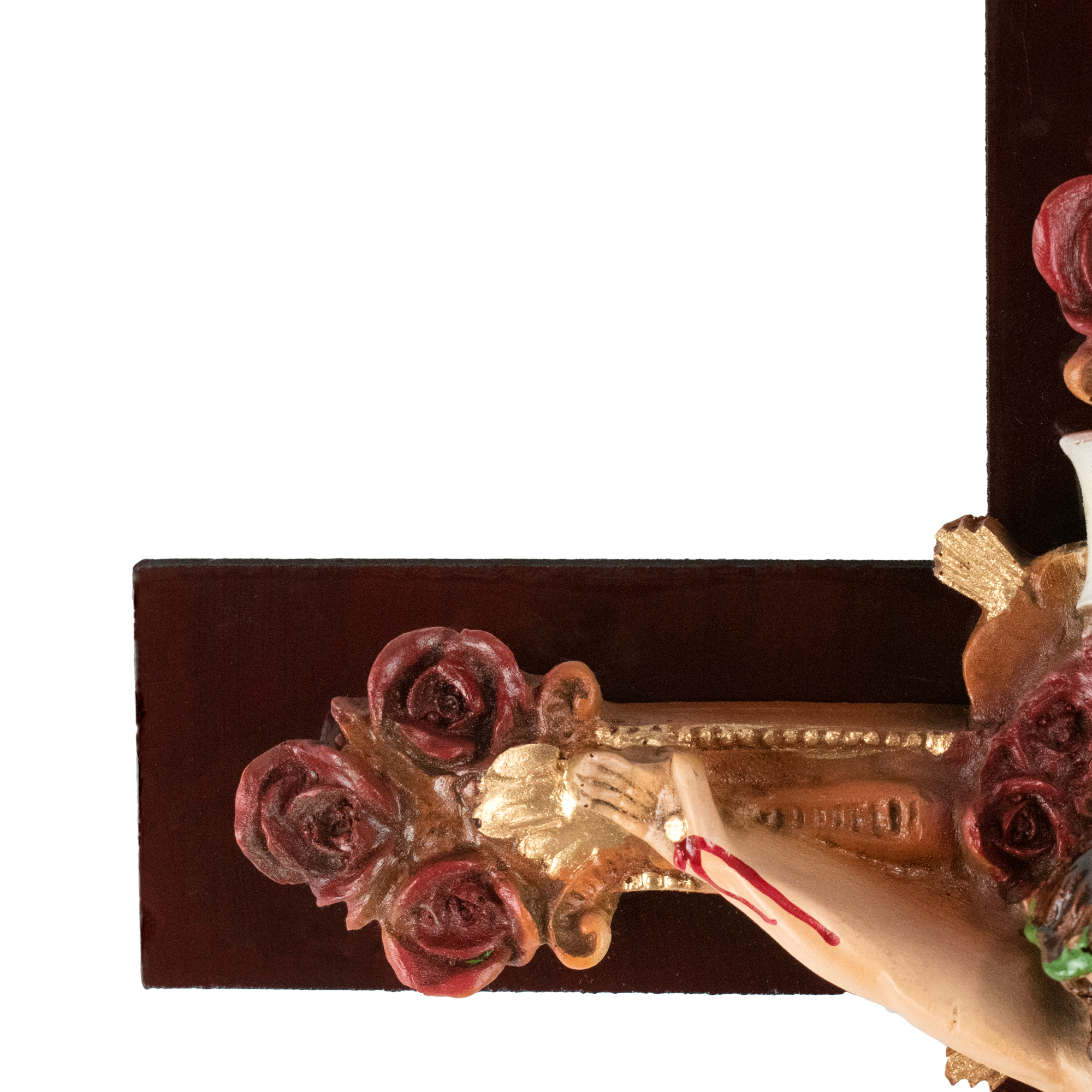 Mrcjsales: Jesus Christ Crimsons Roses | Crucifix | Polyester Resin Art | Faith Symbol | Various Sizes | Uplifting Beauty | Mexican Style