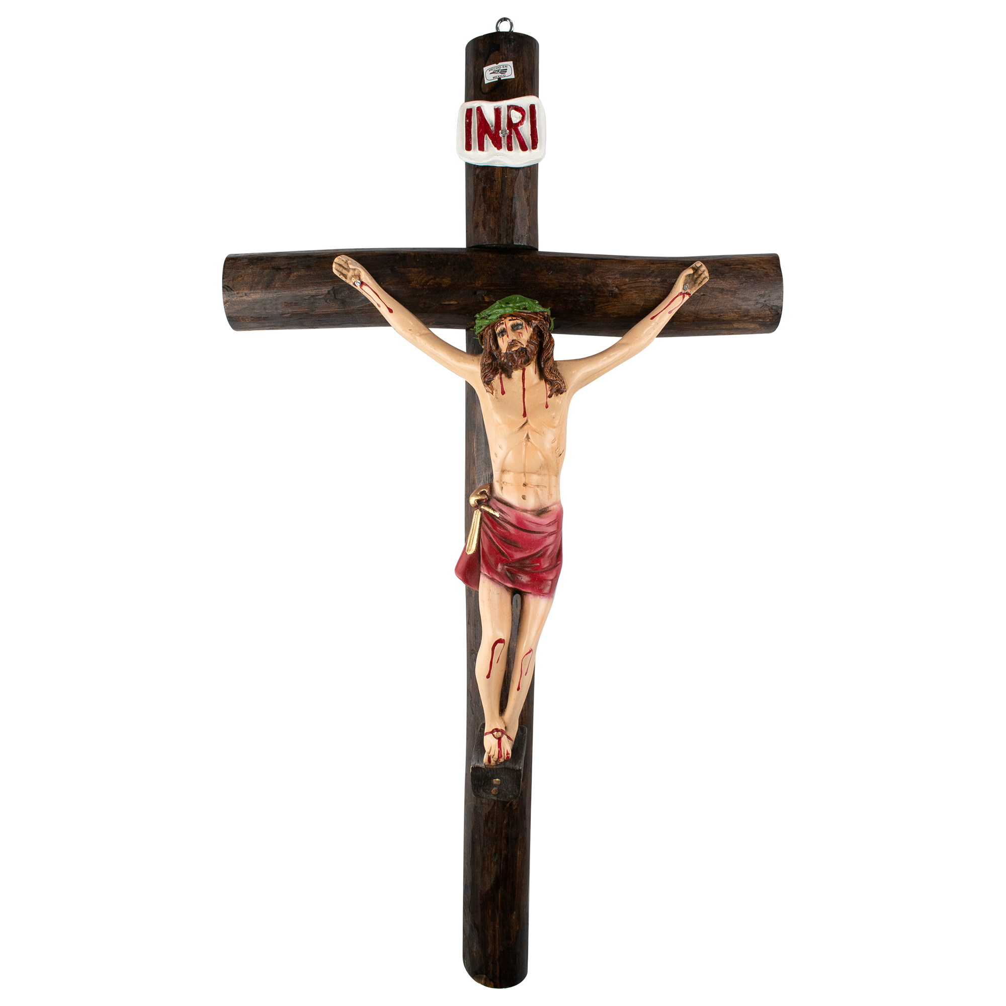 Mrcjsales: Jesus Christ Red | Wooden Trunk Gift | Tree Trunk & Resin | Mexican Design | Faith Symbol | Warning: Thorn Crown | Handmade Alterations